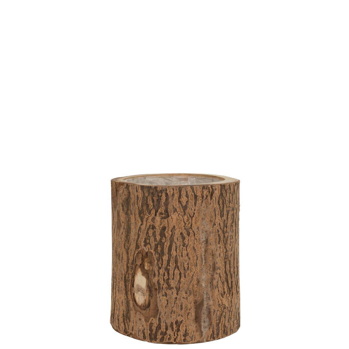 J-Line Blumentopf Birke Paulownia – Holz – Natur – groß – Ø 28,00 cm