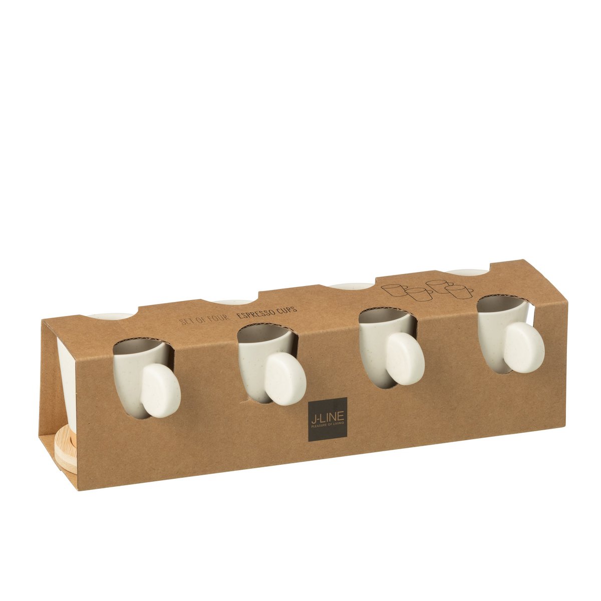 J-Line Box mit 4 Kaffeebeuteln mit Ohr + Bambusboden, Keramik, Weiß/Natur