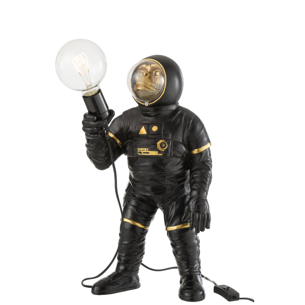 J-Line Astronaut Tischlampe – Polyester – Schwarz/Gold