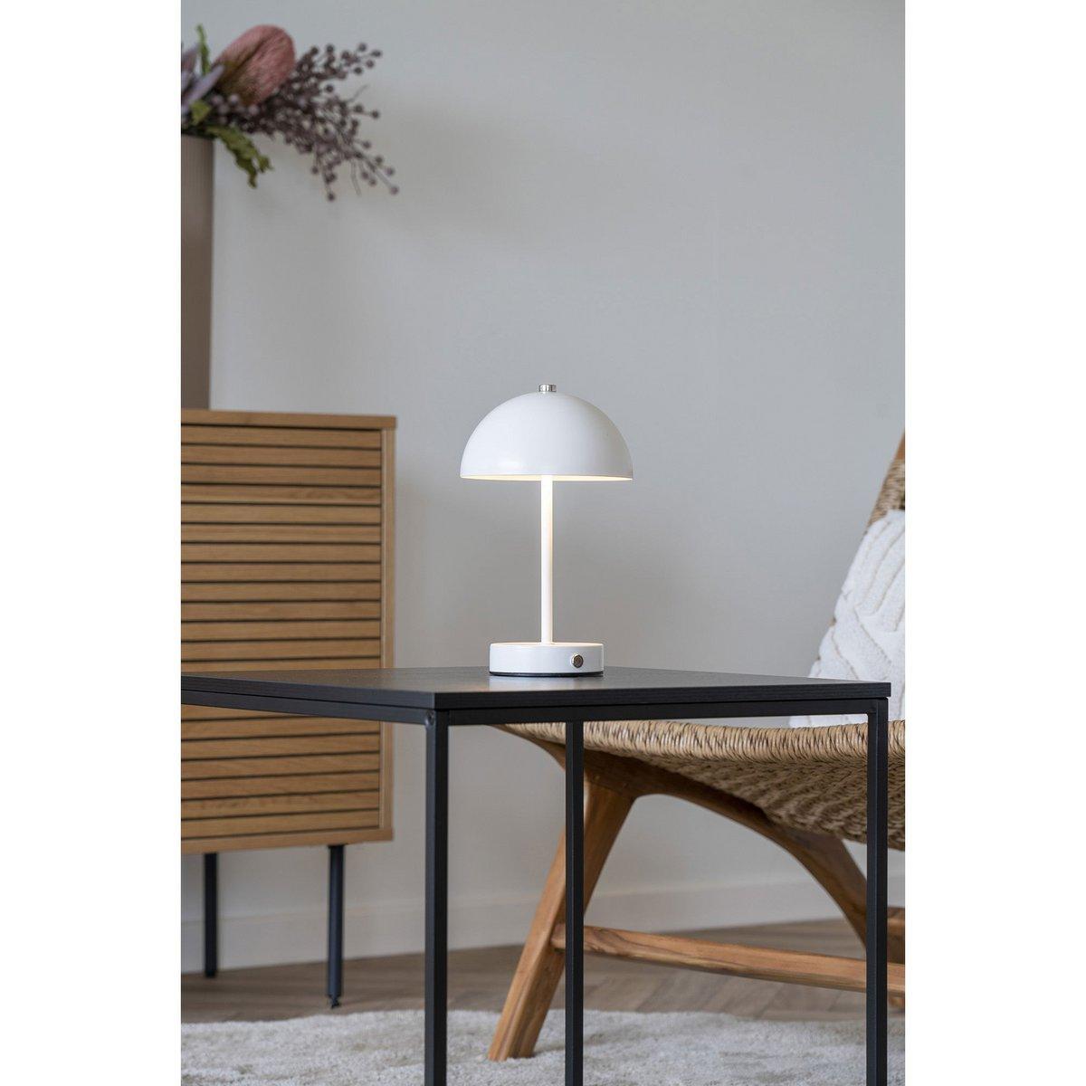 Holt LED-Tischlampe – Weiß, Metall, wiederaufladbar