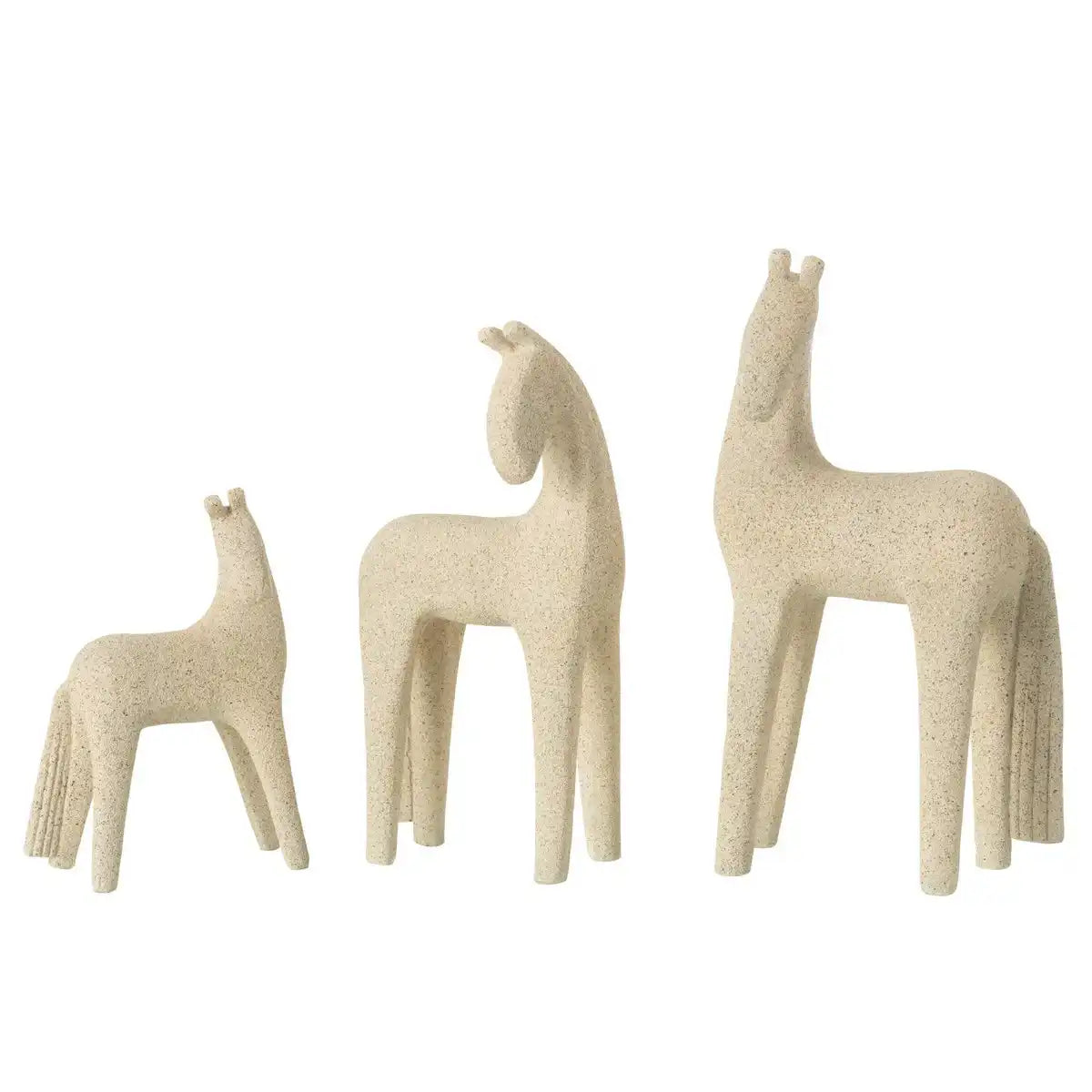 J -Line Decoration Horse Modern - Polyresin - Beige - Set von 7