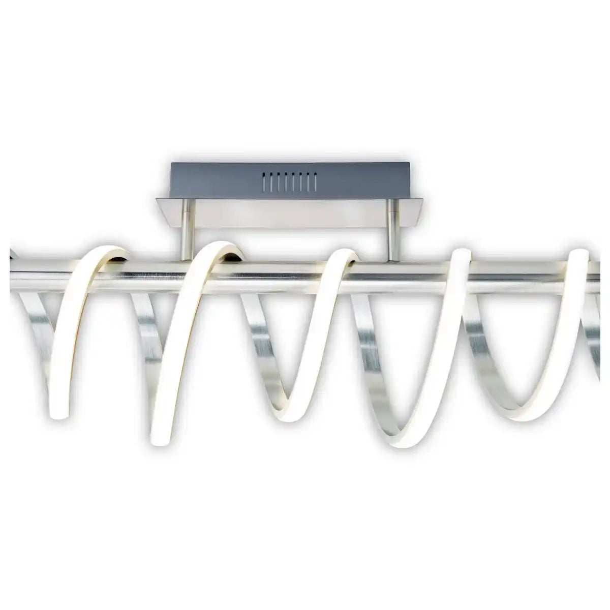 LED Deckenleuchte "BELLEZA", moderne Deckenlampe aus Metall und Kunststoff in Nickel matt und Weiß, mit fest verbauten LEDs, 100cm lang. Die ideale Beleuchtung für Wohnzimmer, Esszimmer oder Küche.