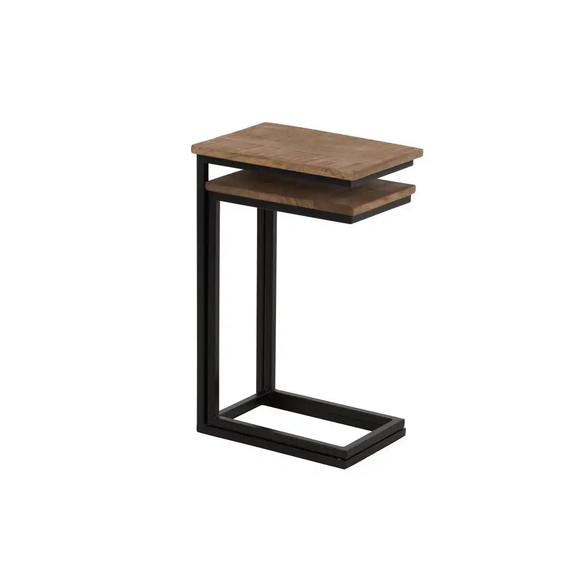 J-Line Beistelltisch Rechteck – Metall/Holz – Schwarz/Natur