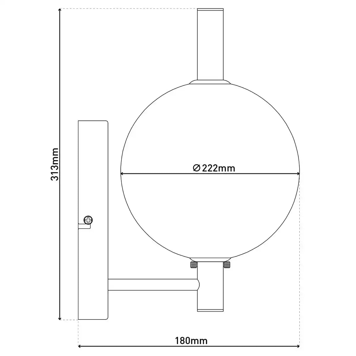LED Wandleuchte "NOVA" chrom aus Metall und Rauchglas, mit integrierter LED, 31,3 cm hoch