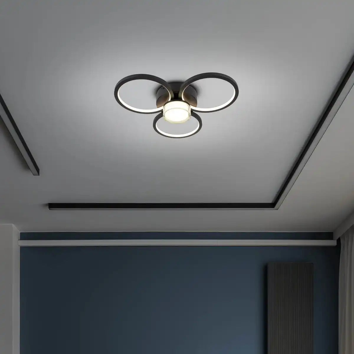 LED Deckenleuchte "CIMO" aus schwarzem Metall und Kunststoff, Ø ca. 43,6 cm, dimmbar per Wandschalter