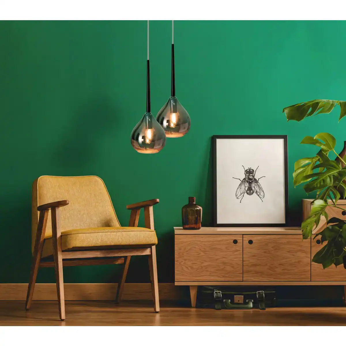 Pendelleuchte "VASO", Hängelampe aus Metall und Rauchglas in Anthrazit, mit E14-Fassung, für Esszimmer, Wohnzimmer, Diele oder Büro, mit einem Øvon 16 cm