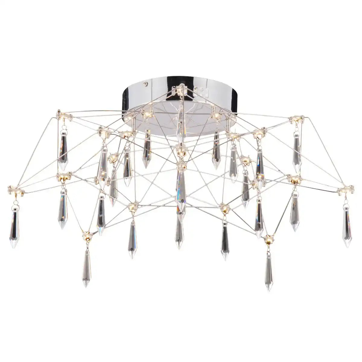 LED Deckenleuchte "ARANEUS" aus Metall und Glas in chrom, Ø 55 cm, mit fest verbauten LEDs, Beleuchtung für Wohnzimmer, Esszimmer, Diele oder Büro