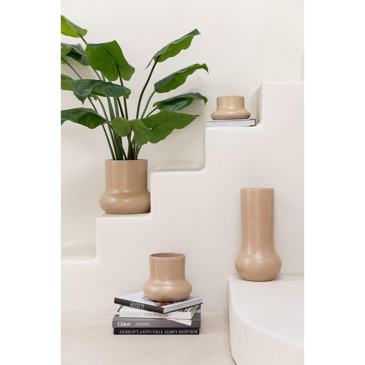 J-Line Blumentopf Organic - Keramik - Beige - Groß