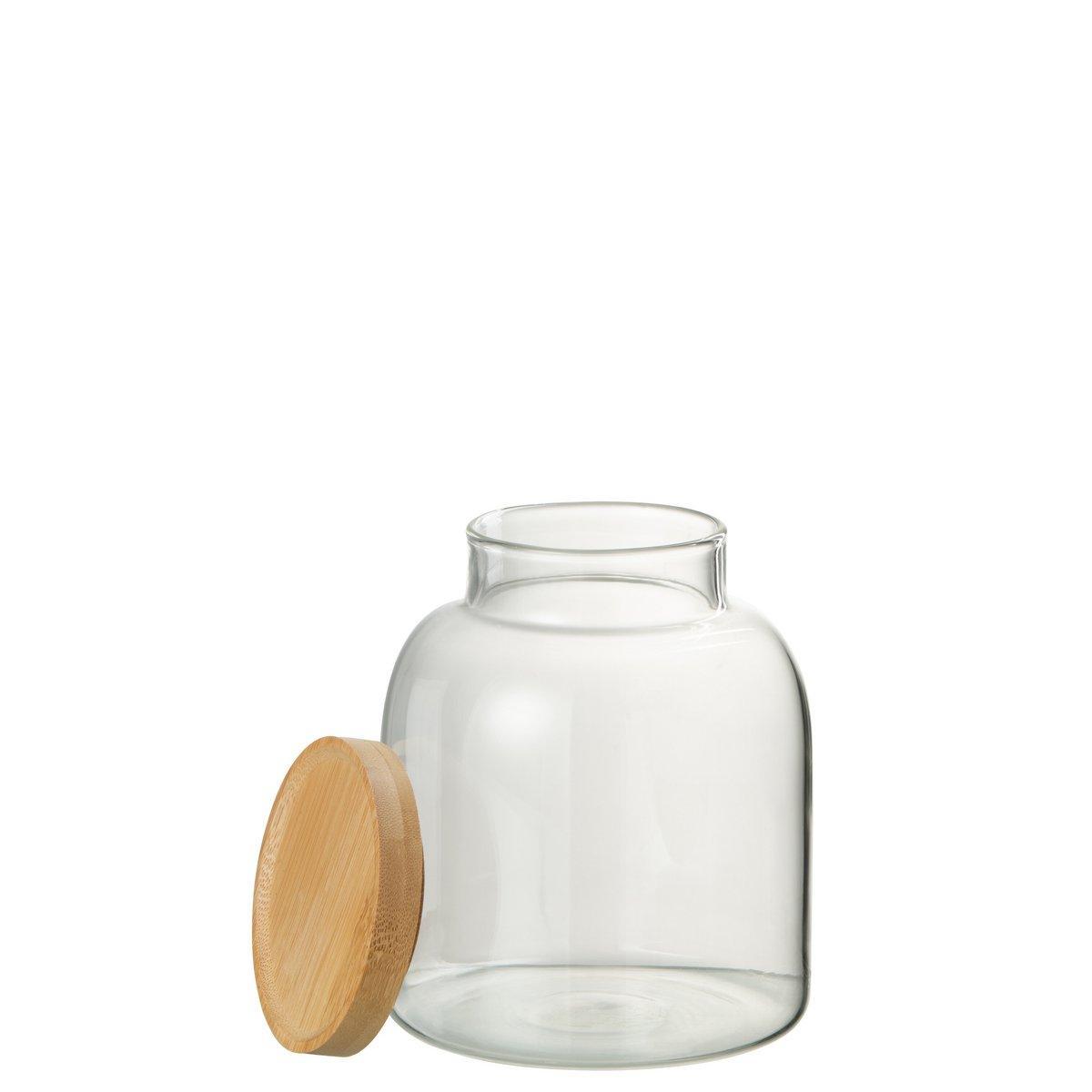 J-Line Jar In Glass Tom Glas/Bambus Transparent/Natur Klein