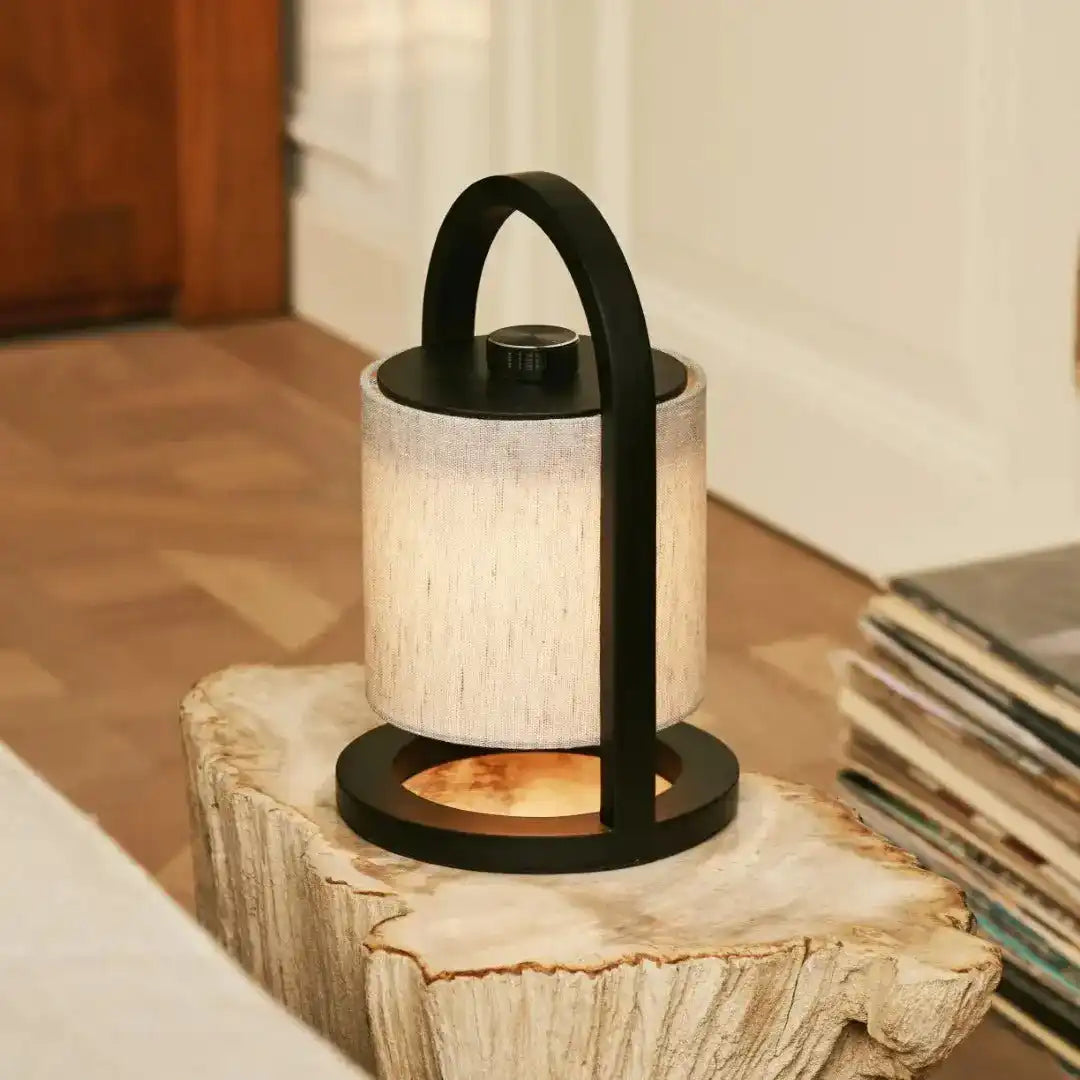 Flussschwarz & grau Holz wiederaufladbare Lampe - dimmbares und schnurloses Licht