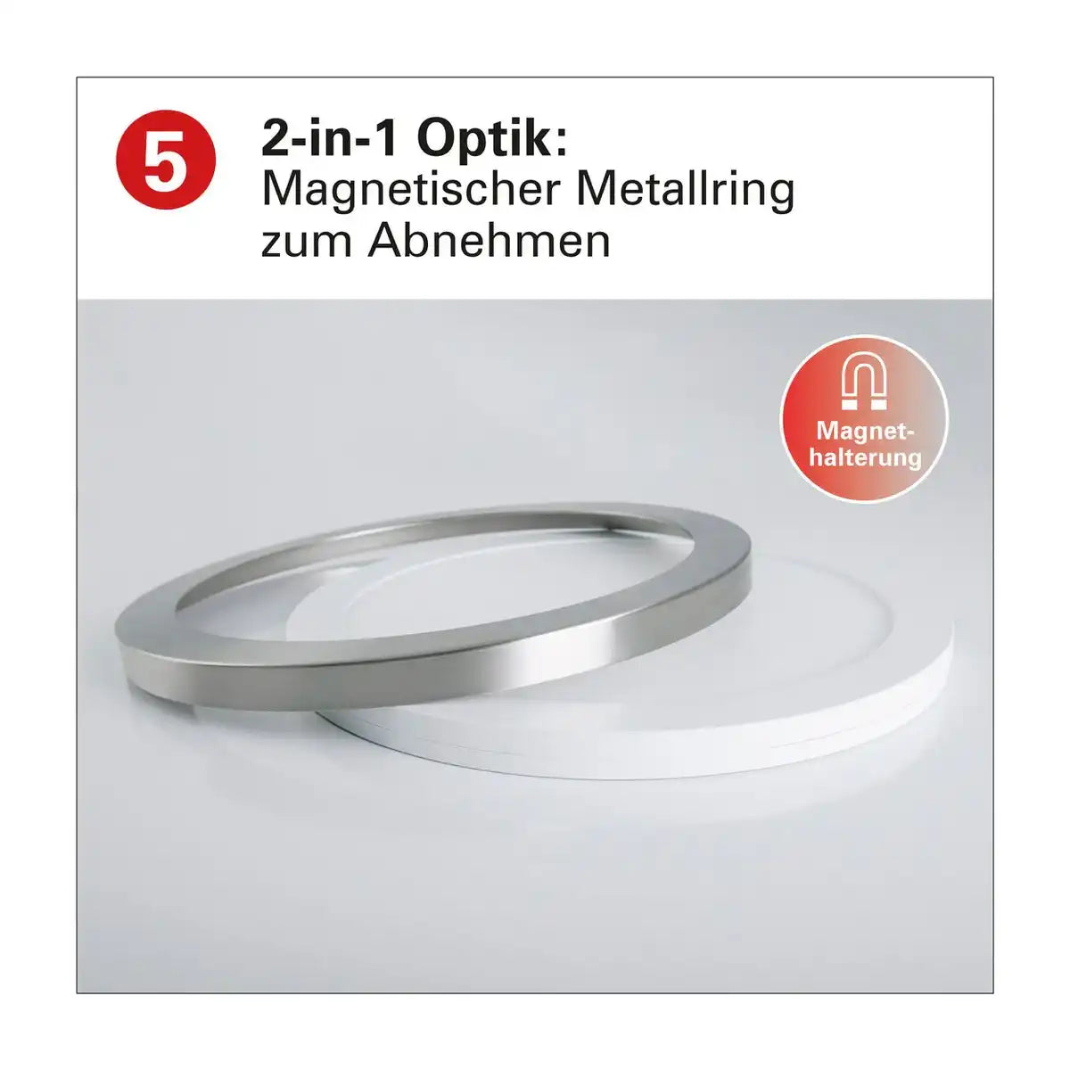 LED Deckenleuchte "BONUS", Funktion, Deckenlampe aus Metall und Kunststoff, Ringe in Chrome und Weiß sind wechselbar, mit fest verbauten LEDs, 22,5 cm Durchmesser