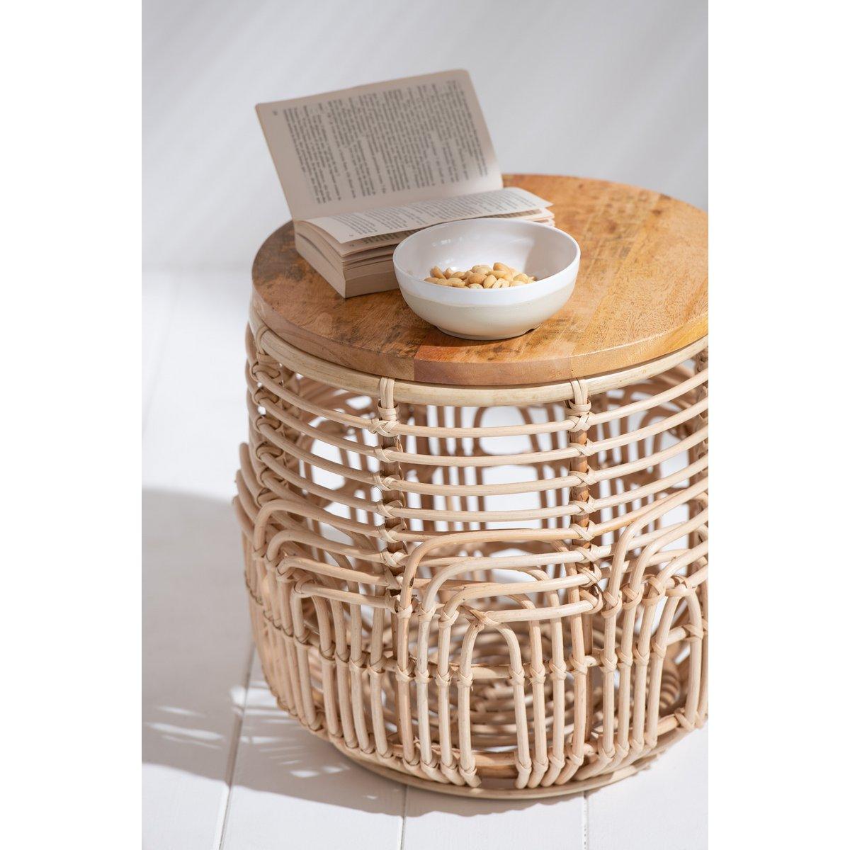 J-Line Beistelltisch Ellen – Rattan – Natur