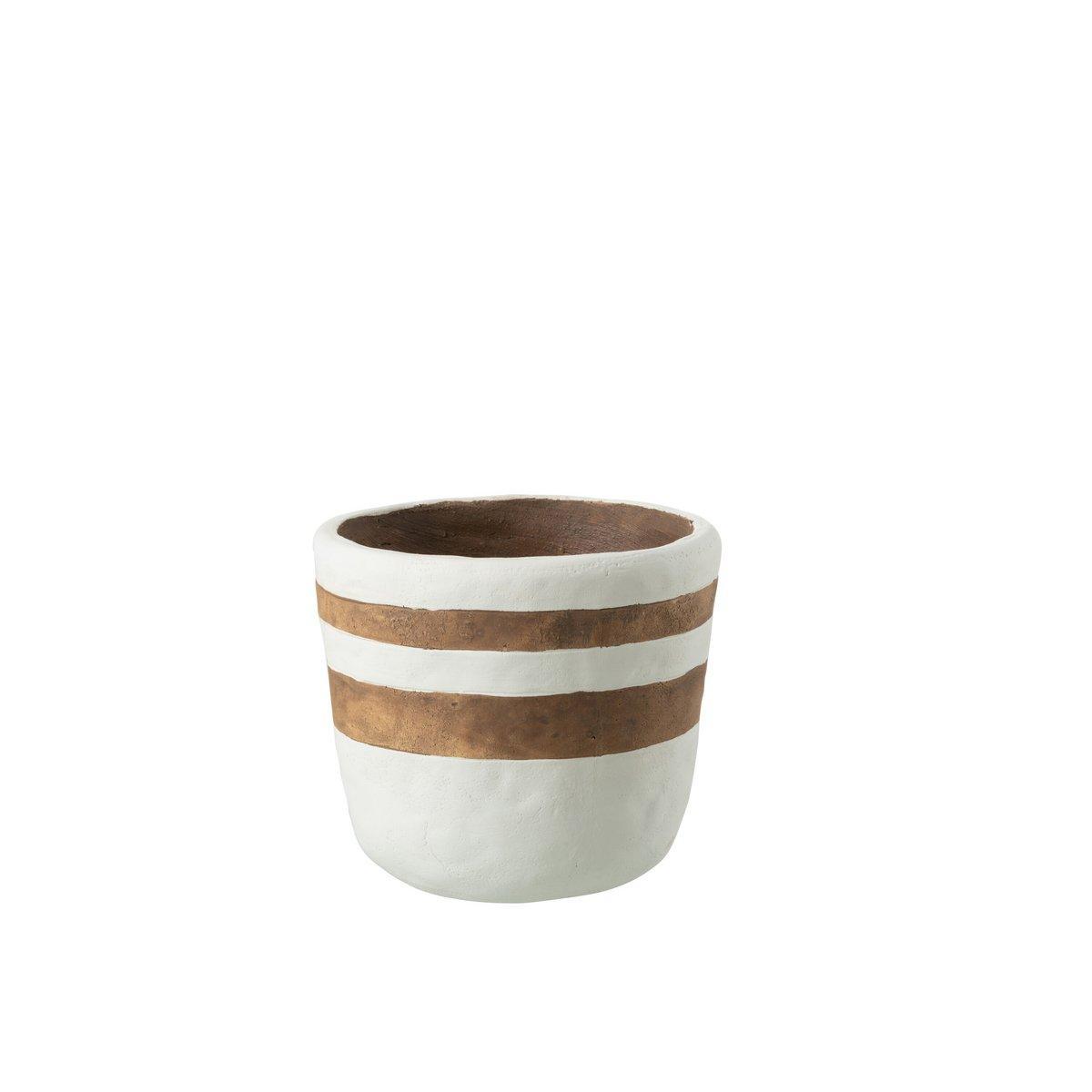 J-Line Blumentopf Kenya – Keramik – weiß/braun – mittel – Ø 18,00 cm