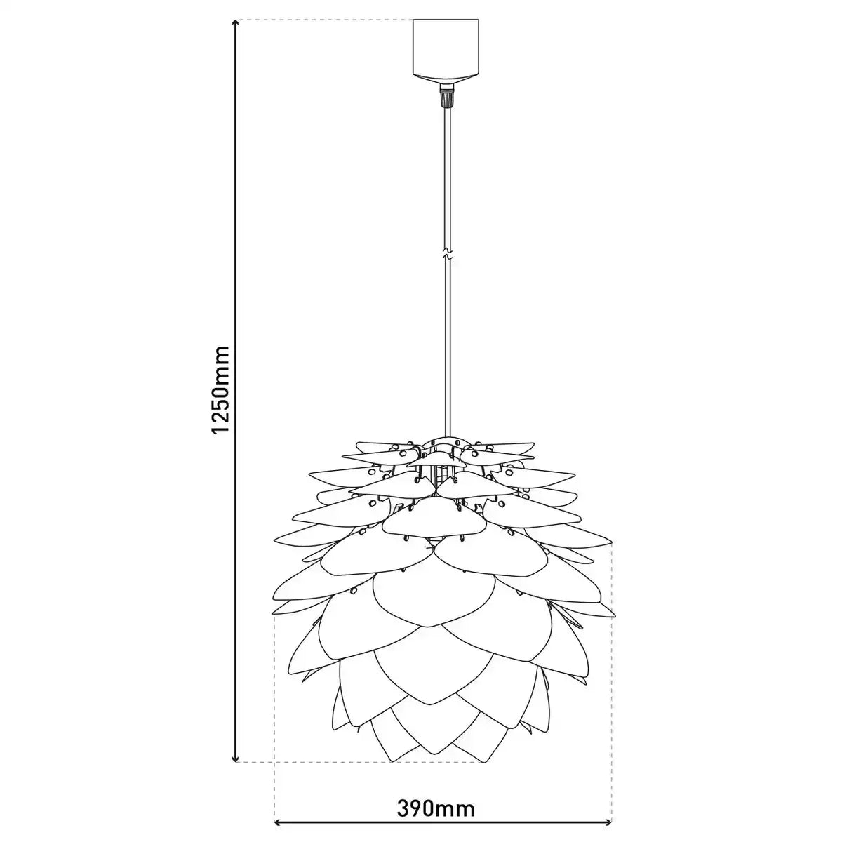 Pendelleuchte "FOGLIA" aus naturfarbenem Kunststoff, E27-Fassung, Beleuchtung für Wohnzimmer, Esszimmer oder Büro, 39 cm Durchmesser