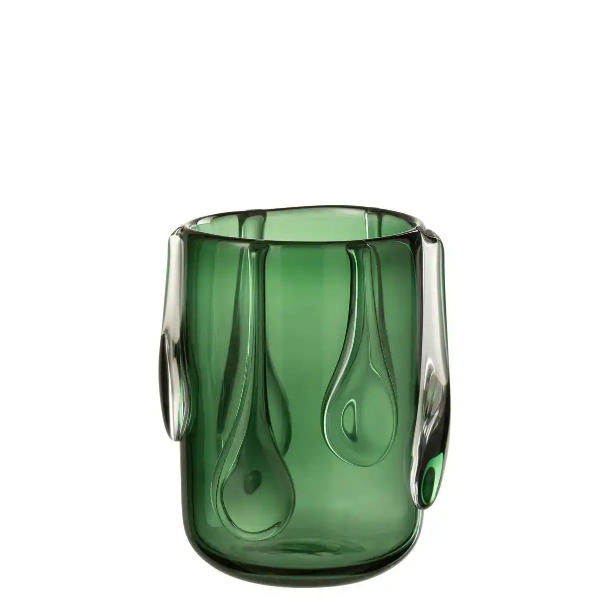 J -Line Vaas Dripy - Glas - Groen - klein - Ø 18,5 cm