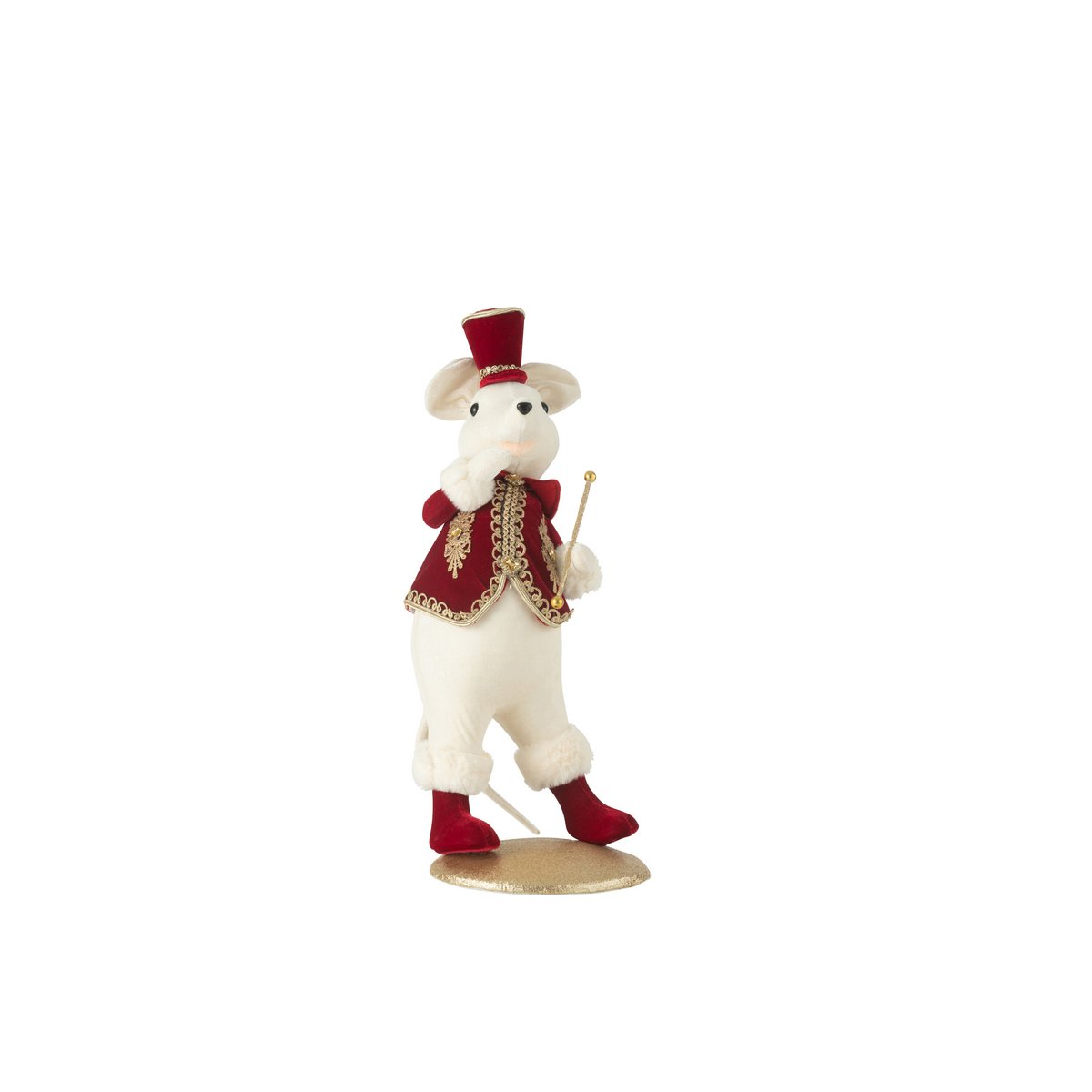 J -Linie Figur Maus Majorette Standing - Polyphoam/Textilien - Rot/Gold
