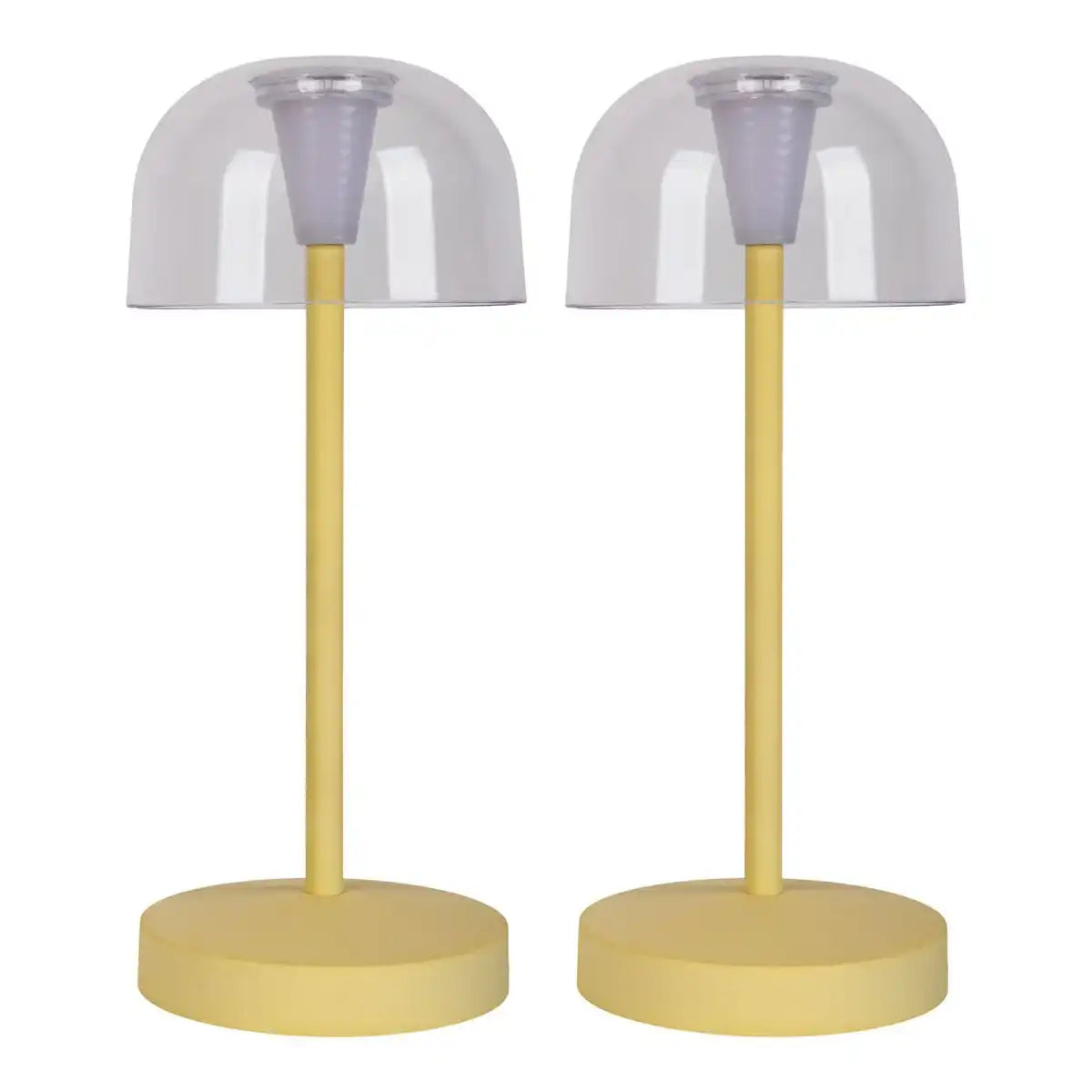 2-er Set LED-Akku-Tischleuchte "Gomba" für Außen und Innen, aus Metall und Kunststoff in Gelb , 18,5 cm hoch