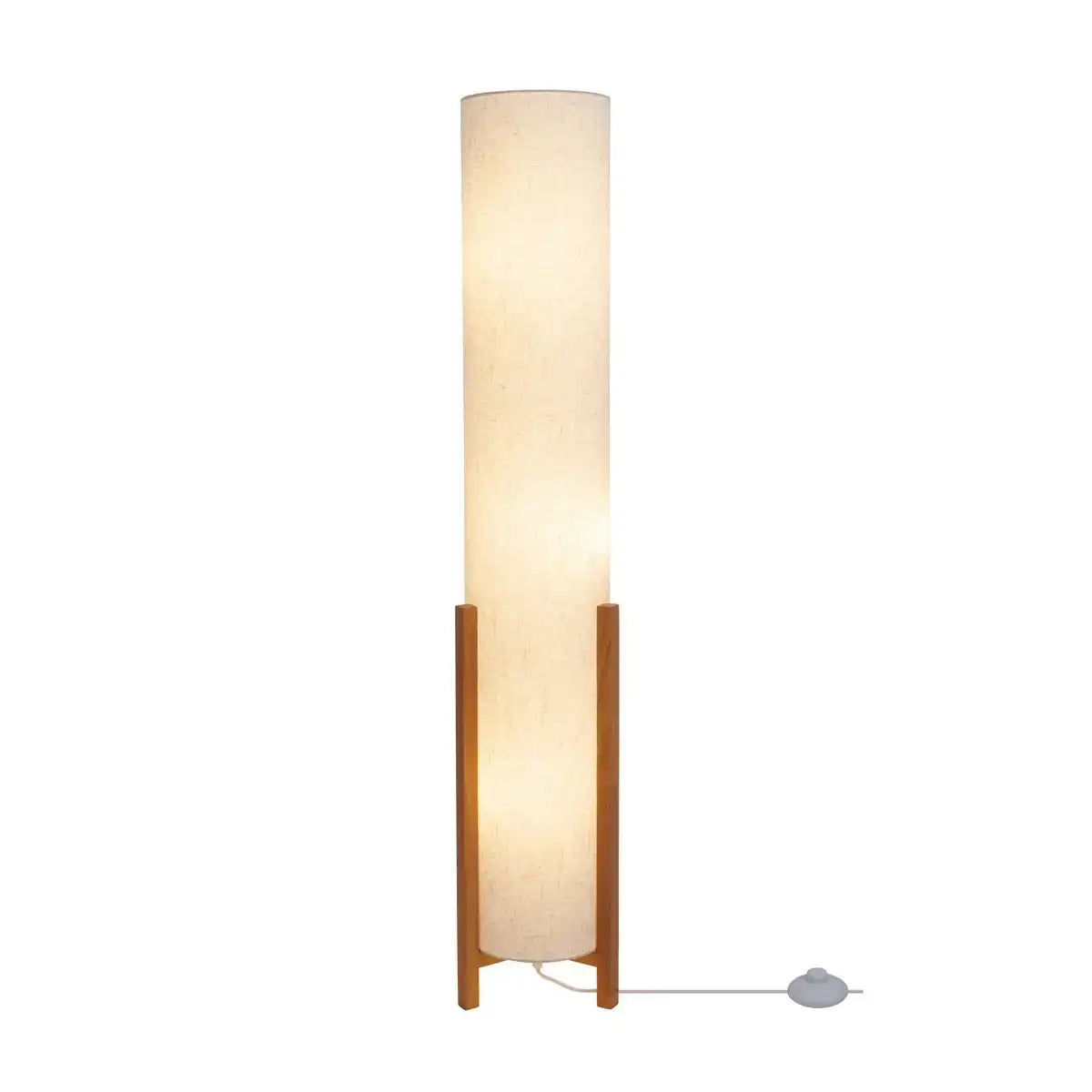 Tischleuchte "MATILDA" klassische Tischlampe mit natürlicher Ausstrahlung durch Holz und Stoffschirm, E27 Fassung, 110 cm hoch
