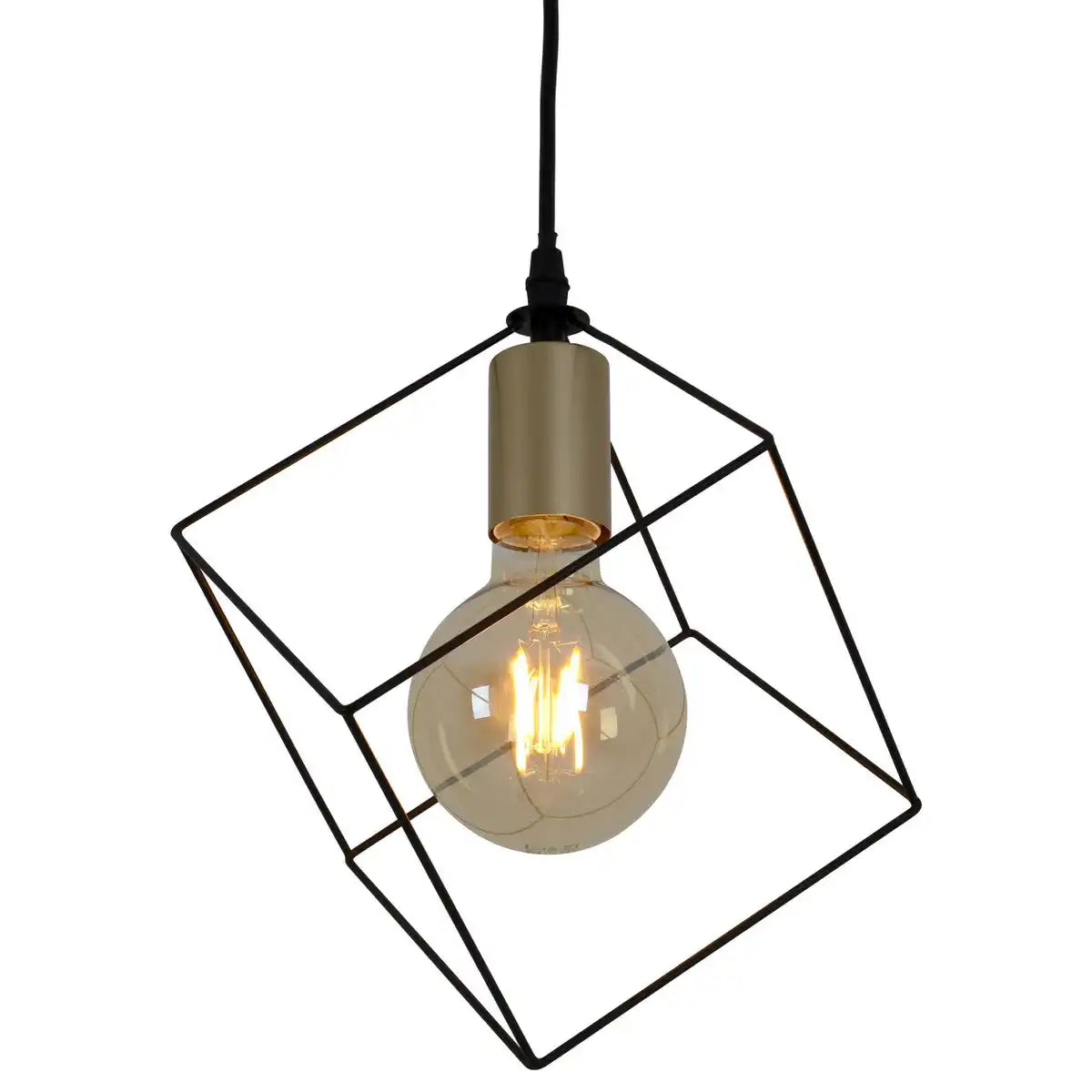 Pendelleuchte "CANTO", Hängelampe in Metall schwarz und Gold, E27-Fassung, für Esszimmer, Wohnzimmer, Diele oder Büro, 26 x 26 cm