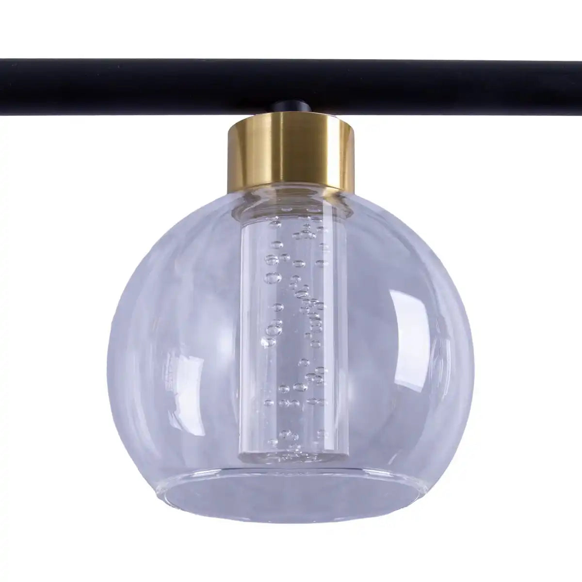 LED Glas-Pendelleuchte "BRASS" schwarz, klassisch, Hängelampe aus schwarzem Metall und Glas, mit fest verbauten LEDs, Beleuchtung für Wohnzimmer, Esszimmer oder Büro, 90 cm lang