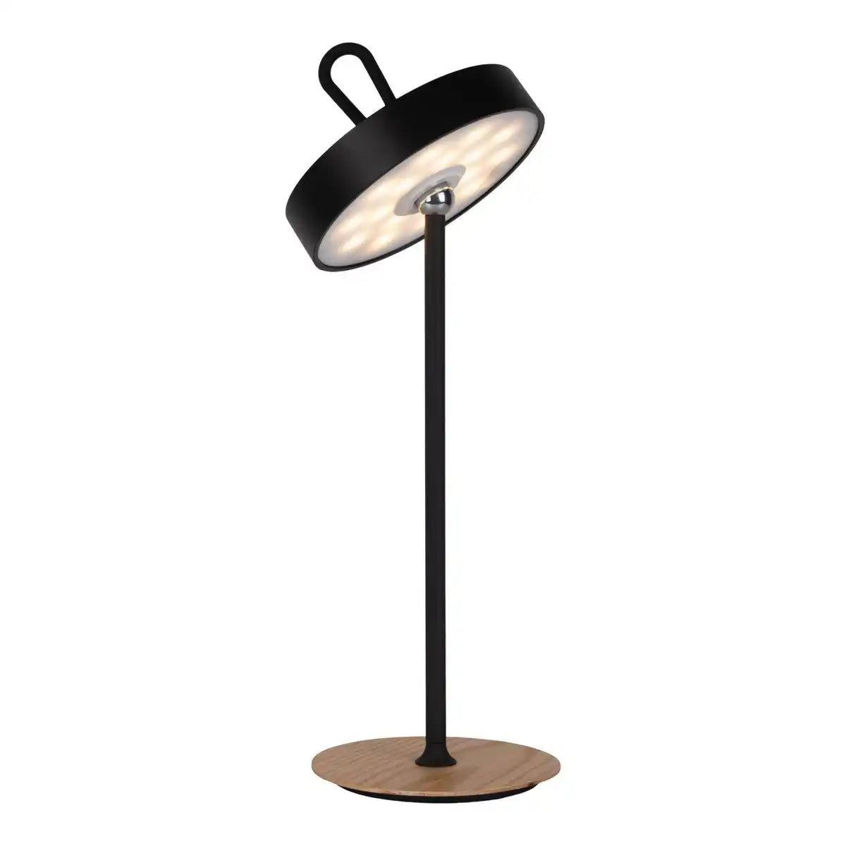 LED-Akku-Tischleuchte magnetisch für Außen und Innen, aus Metall und Kunststoff in Schwarz , 36 cm hoch