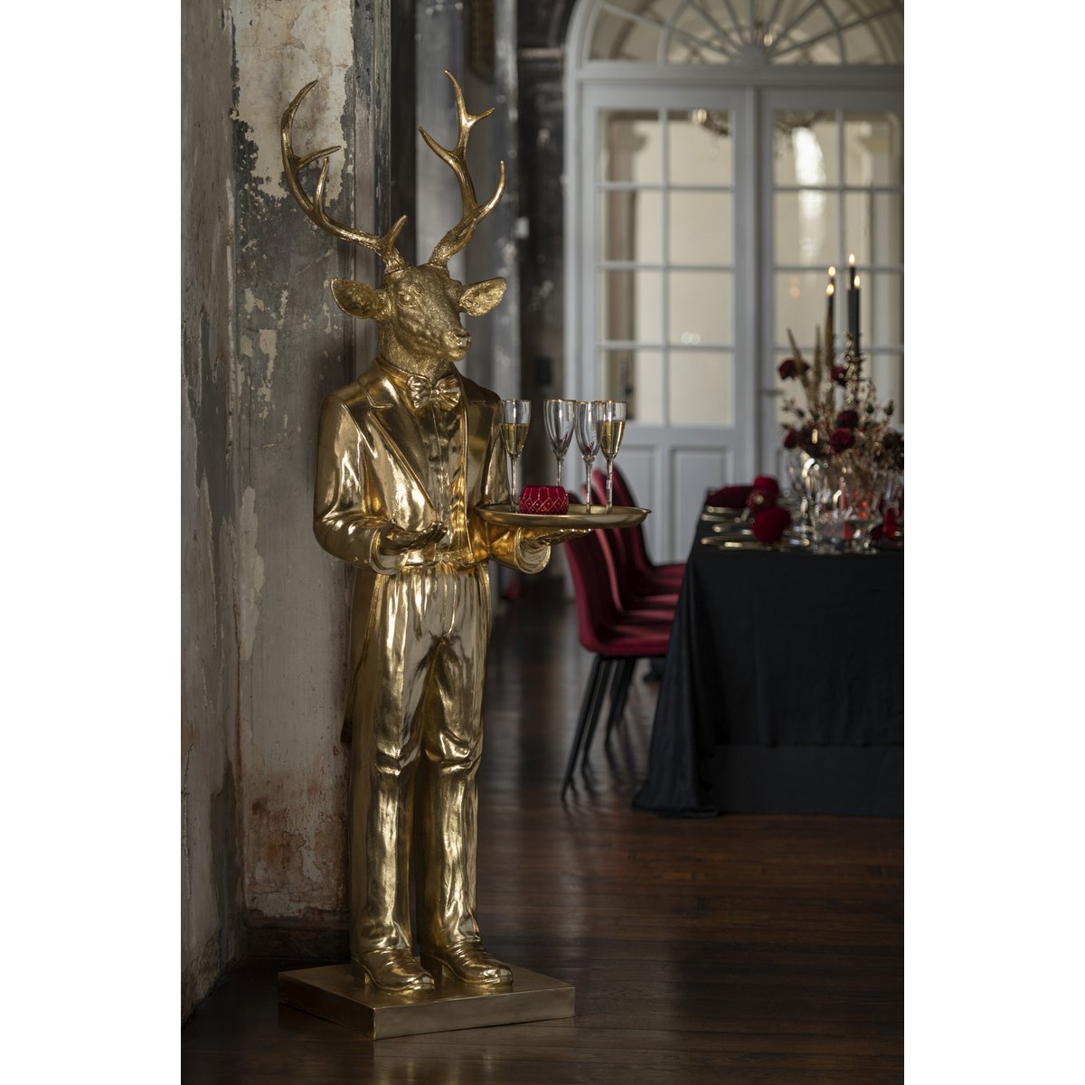 J -Line Decoration Hert Oberplateau - Polyresin - Gold