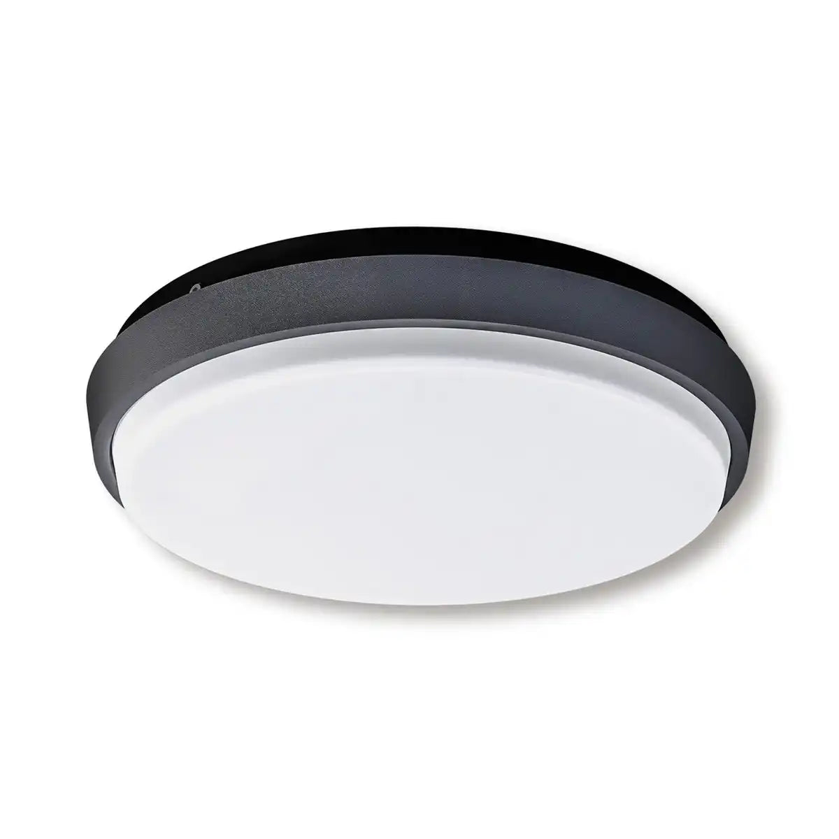 LED Außenwandleuchte "MIO" Ø 17,5 cm aus anthrazitfarbenem Metall und Kunststoff, IP54 für Eingang, Balkon, Terrasse