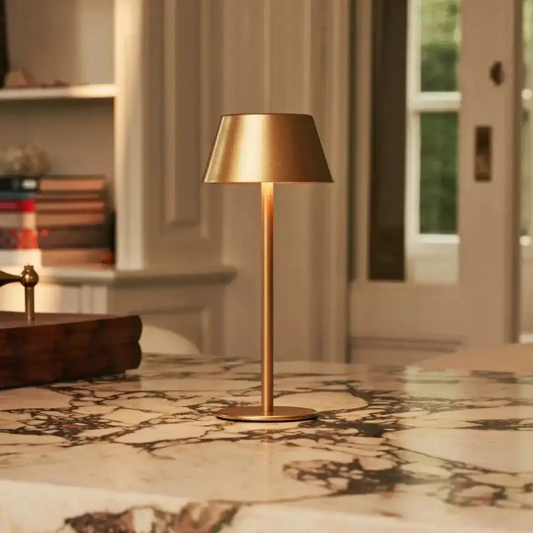 Milou Gold - Tischlampe ohne Kabel l moderne, Design- und 3 Lichtmodi
