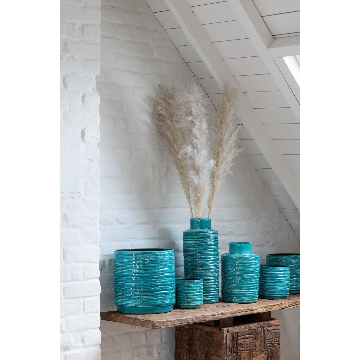 J-Line Blumentopf Line Keramik Azure Medium