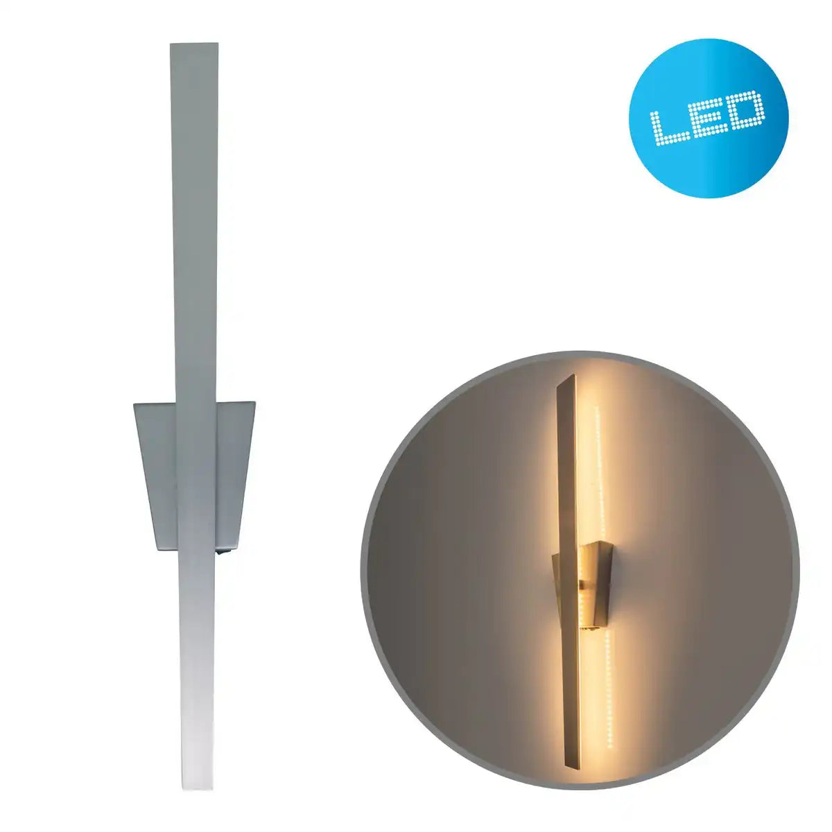 LED Wandleuchte "TREVOR" nickel matt, Wandlampe aus Metall und Kunststoff in Nickel matt, mit fest verbauten LEDs, Wandbeleuchtung innen 62 x 10 x 4,5 cm