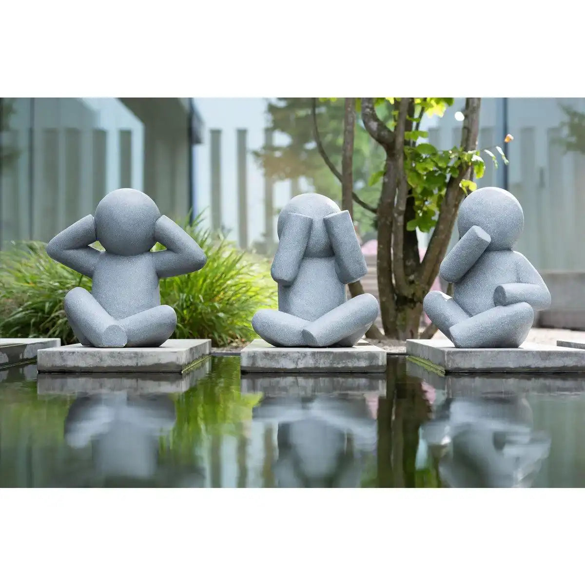 J-Line P'tit Maurice Hear/See/Speak No Evil Magnesium Grey Small 3er-Sortiment