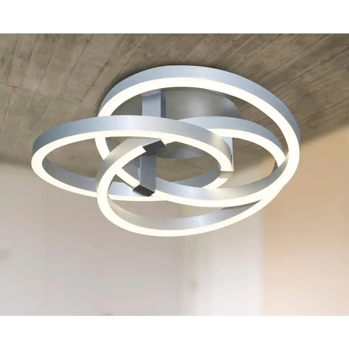 Smart Home LED Deckenleuchte "DIVORA" Ø 70 cm, Deckenlampe aus Metall, Aluminium gebürstet und weißem Kunststoff, mit vielen Funktionen, fest verbauten LEDs, Beleuchtung für Wohnzimmer, Esszimmer Büro oder Diele