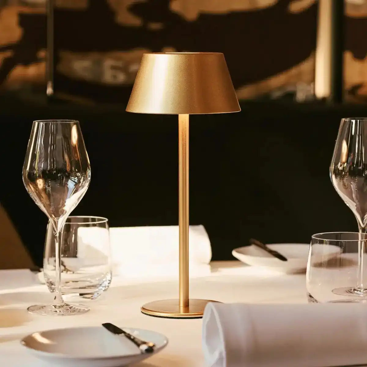 Milou Gold - Tischlampe ohne Kabel l moderne, Design- und 3 Lichtmodi