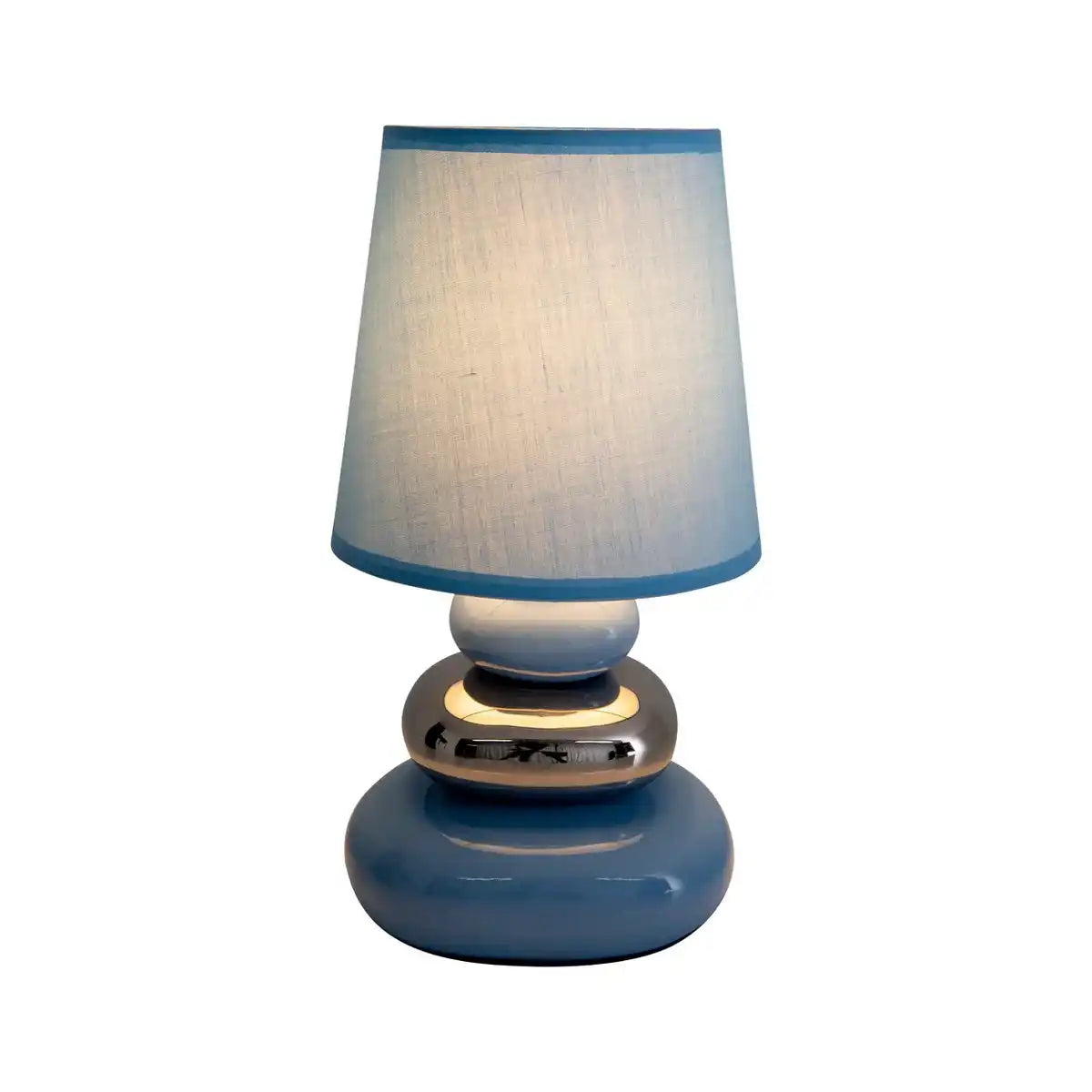 Keramik Tischleuchte "STONEY", Tischlampe aus Keramik, blau, mit E14-Fassung, Tischlampe für Esszimmer, Wohnzimmer, Diele oder Büro, oder als Nachttischlampe, 31 cm hoch