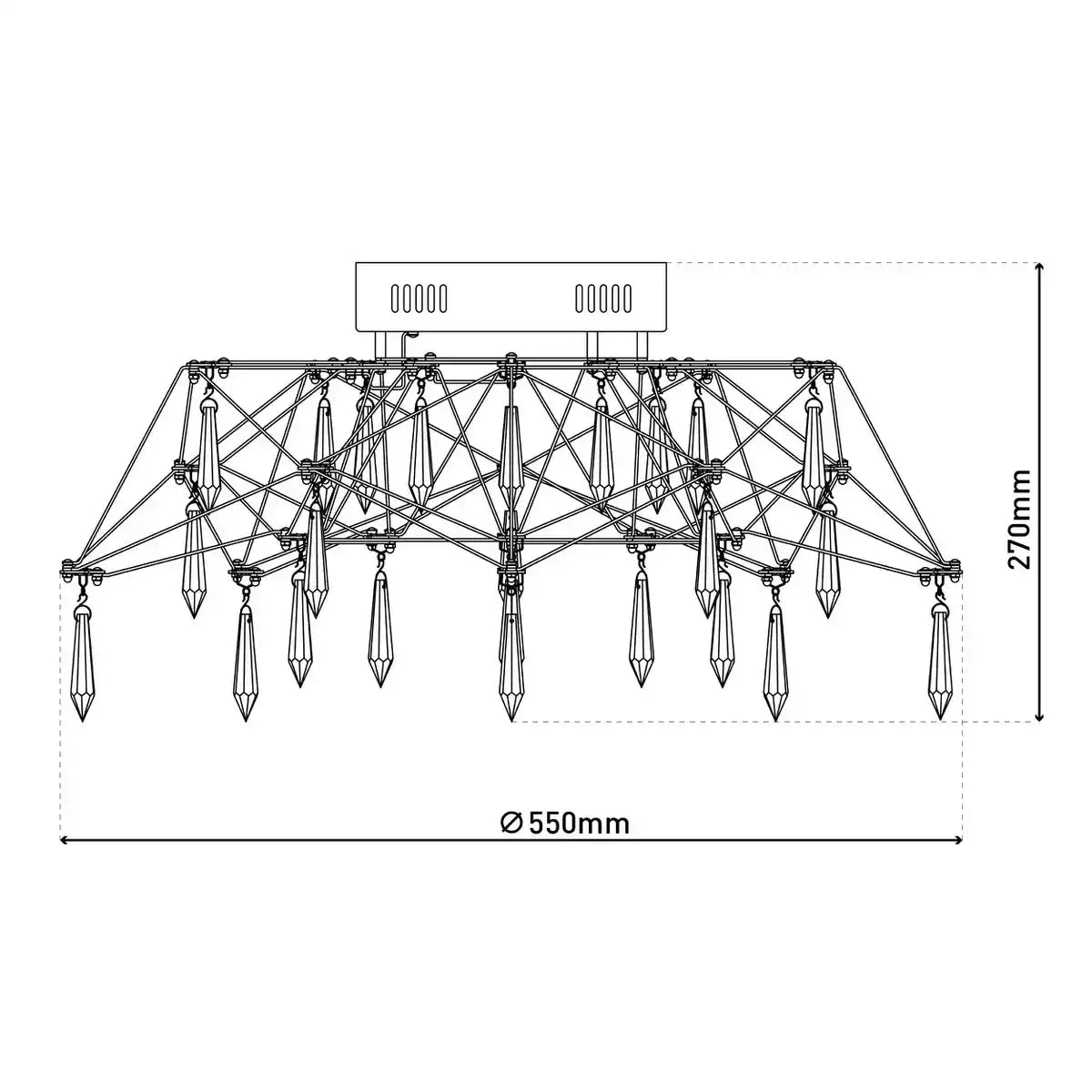 LED Deckenleuchte "ARANEUS" aus Metall und Glas in chrom, Ø 55 cm, mit fest verbauten LEDs, Beleuchtung für Wohnzimmer, Esszimmer, Diele oder Büro