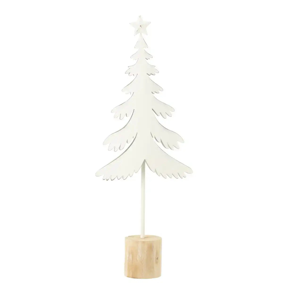 J -Line Dekoration Weihnachtsbaum zu Fuß + Stern - Metall - Holz - Weiß - L.