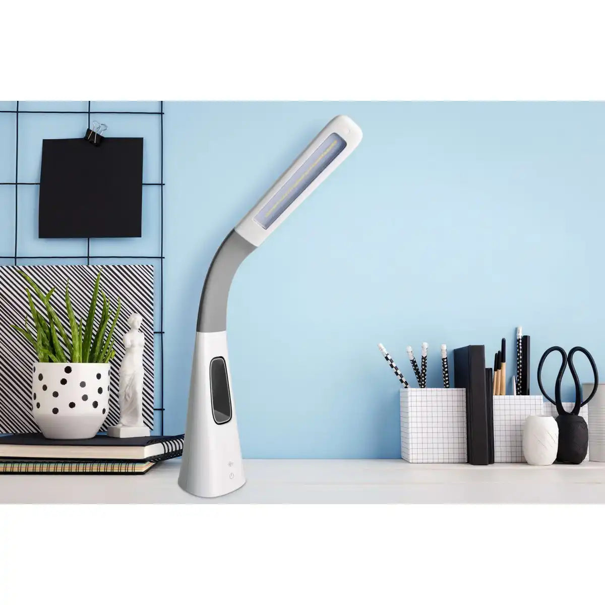 LED-Tischleuchte "VENTU" mit Ventilator, mit Touch, dimmbar, aus weißem Kunststoff, fest verbaute LEDs, 40 cm hoch