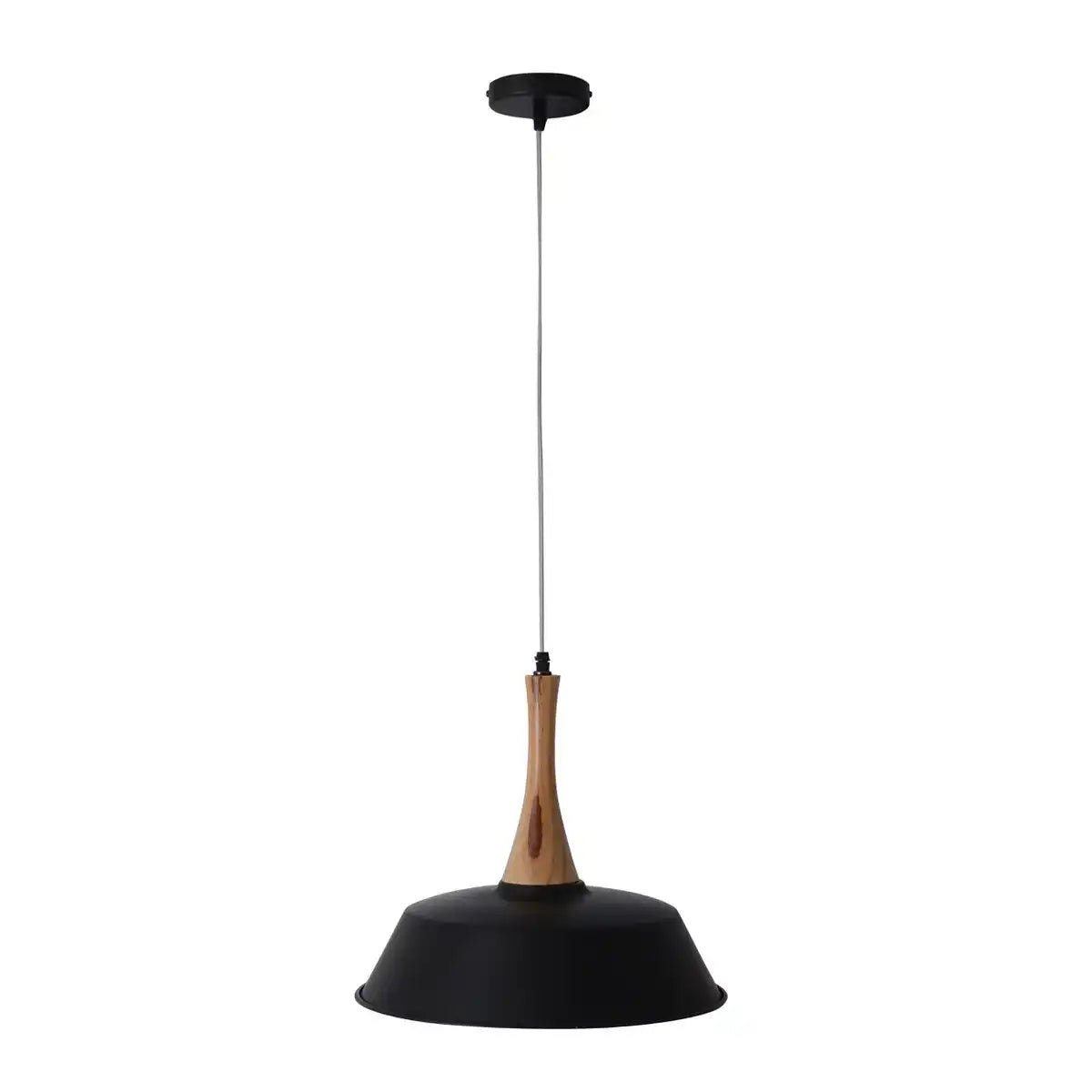 Pendelleuchte "CULUM" Ø 36cm aus Metall in Schwarz und Kupfer, mit Holz, E27