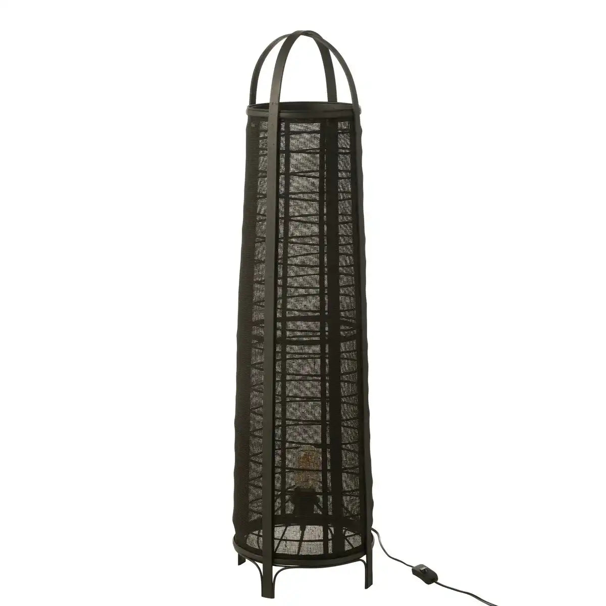 J-Line Lampe Don Baumwolle Bambus Schwarz