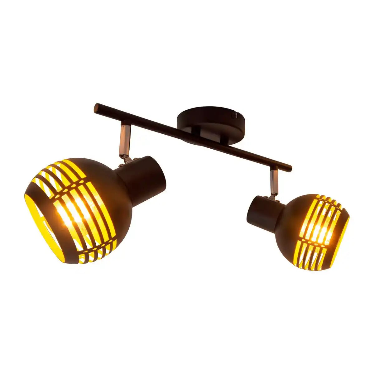 2er Wand- und Deckenleuchte Spot "CASCO" aus Metall in Schwarz, und Gold, mit E27-Fassung, 36 x 12 x 15 cm. Stilvolle Beleuchtung für Wohnzimmer, Esszimmer oder Küche.