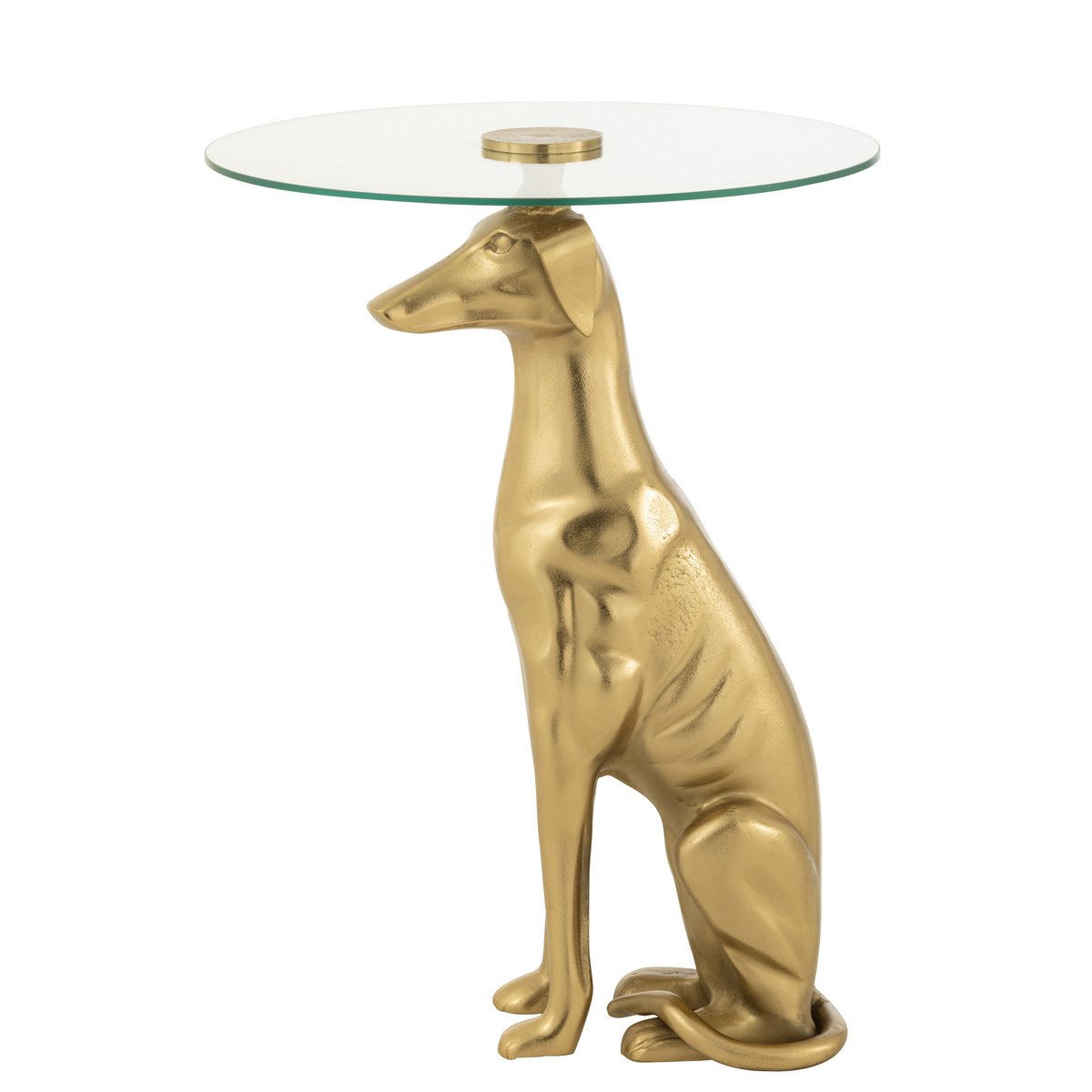 J-Line Side Table Hund Basis Aluminium/Glas Gold gefärbt