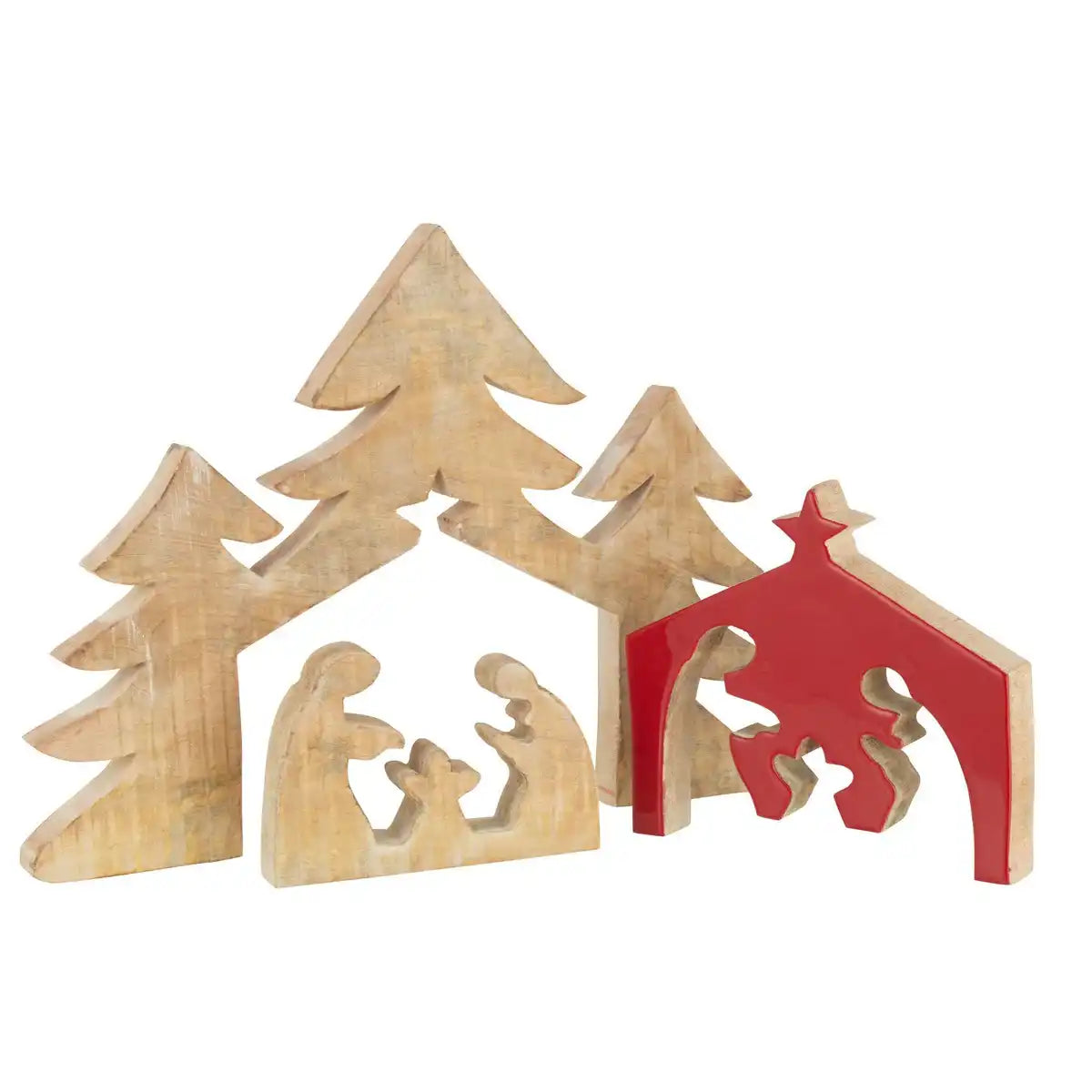 J-Line Weihnachtsdekoration – Holz – Rot – groß
