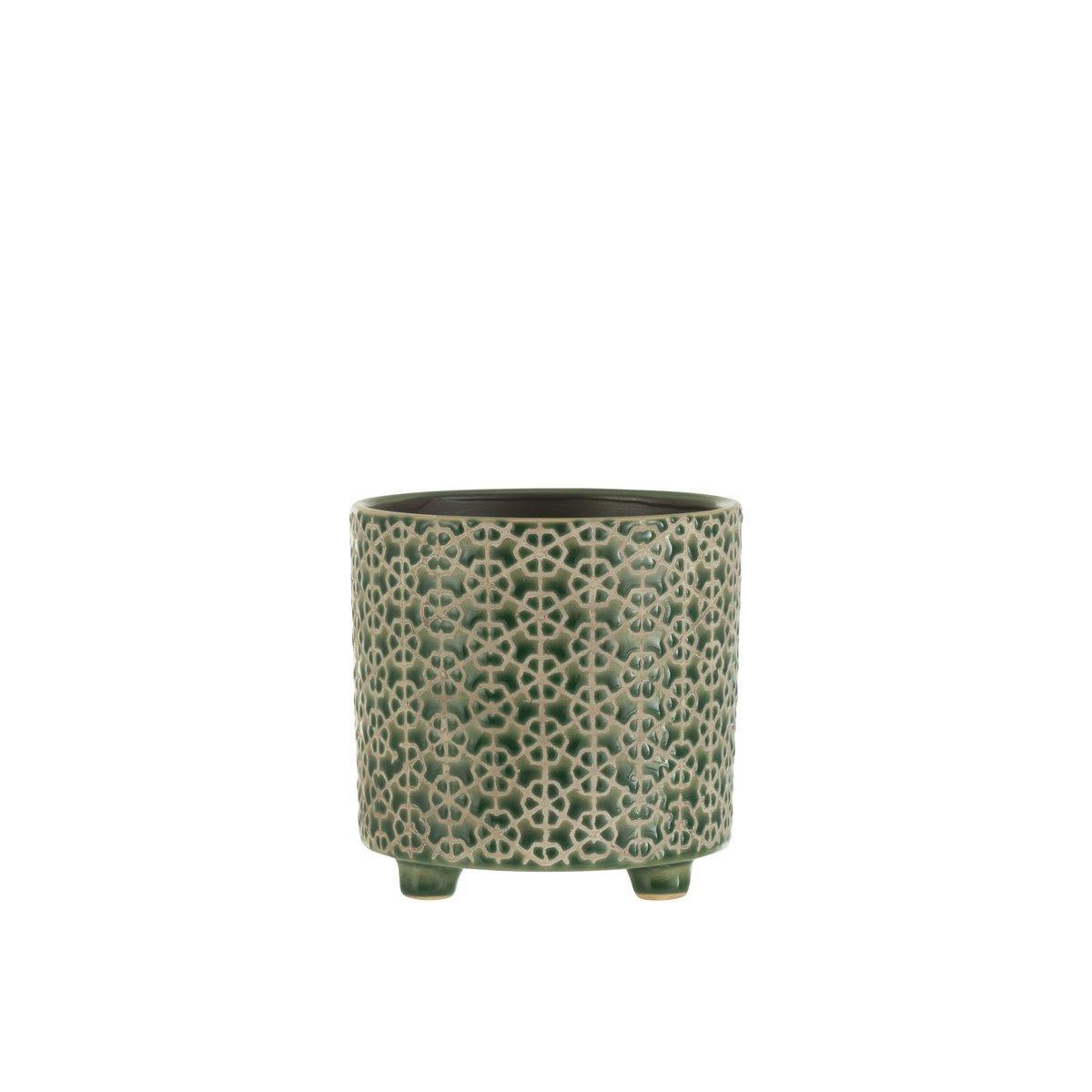 J-Line Blumentopf Flower - Keramik - Grün - M - Ø 14 cm