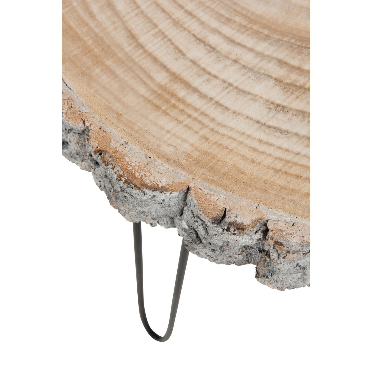 J-Line Beistelltisch Paulownia – Holz/Eisen – Grau – klein