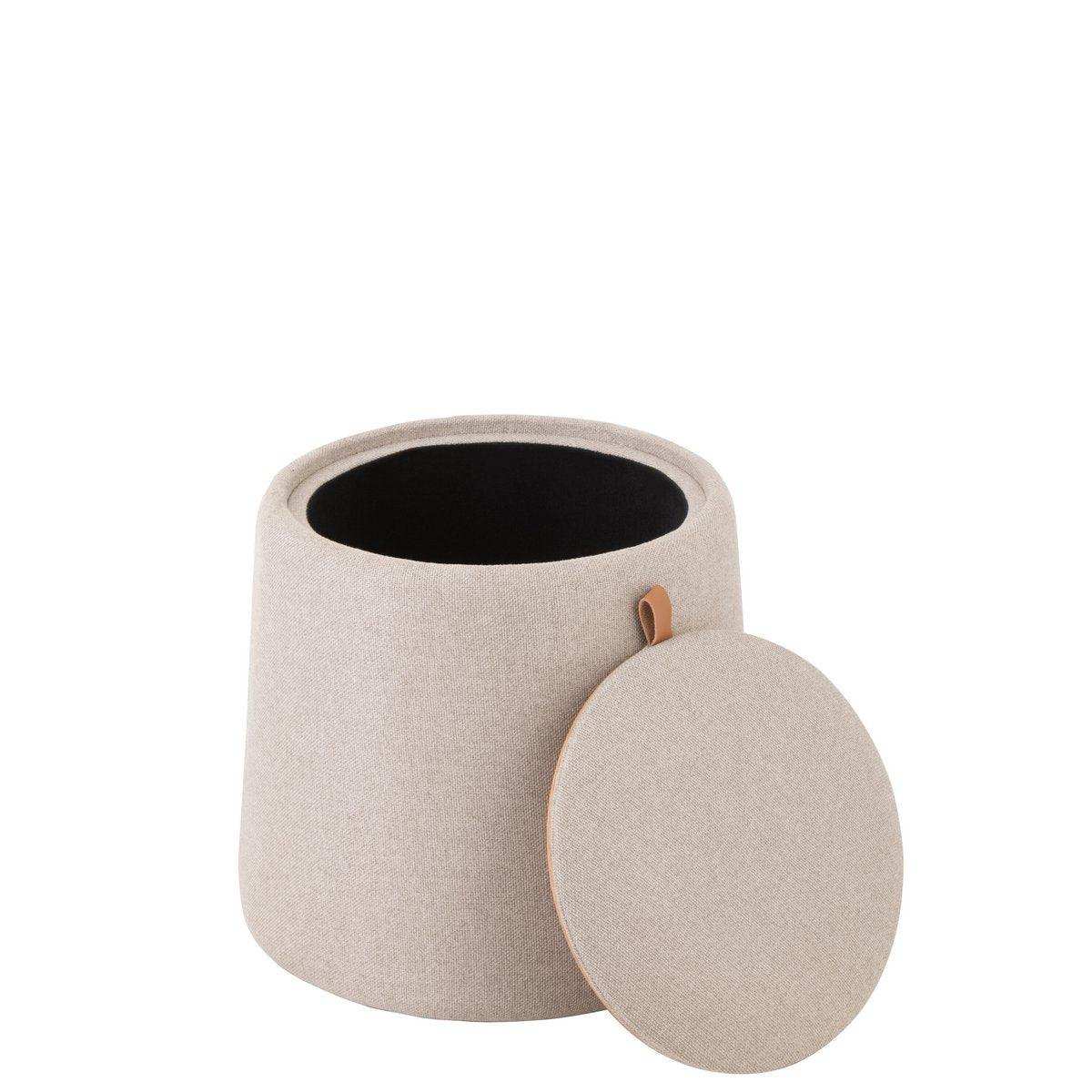 J-Line Pouf/Beistelltisch rund Textil/Holz Beige