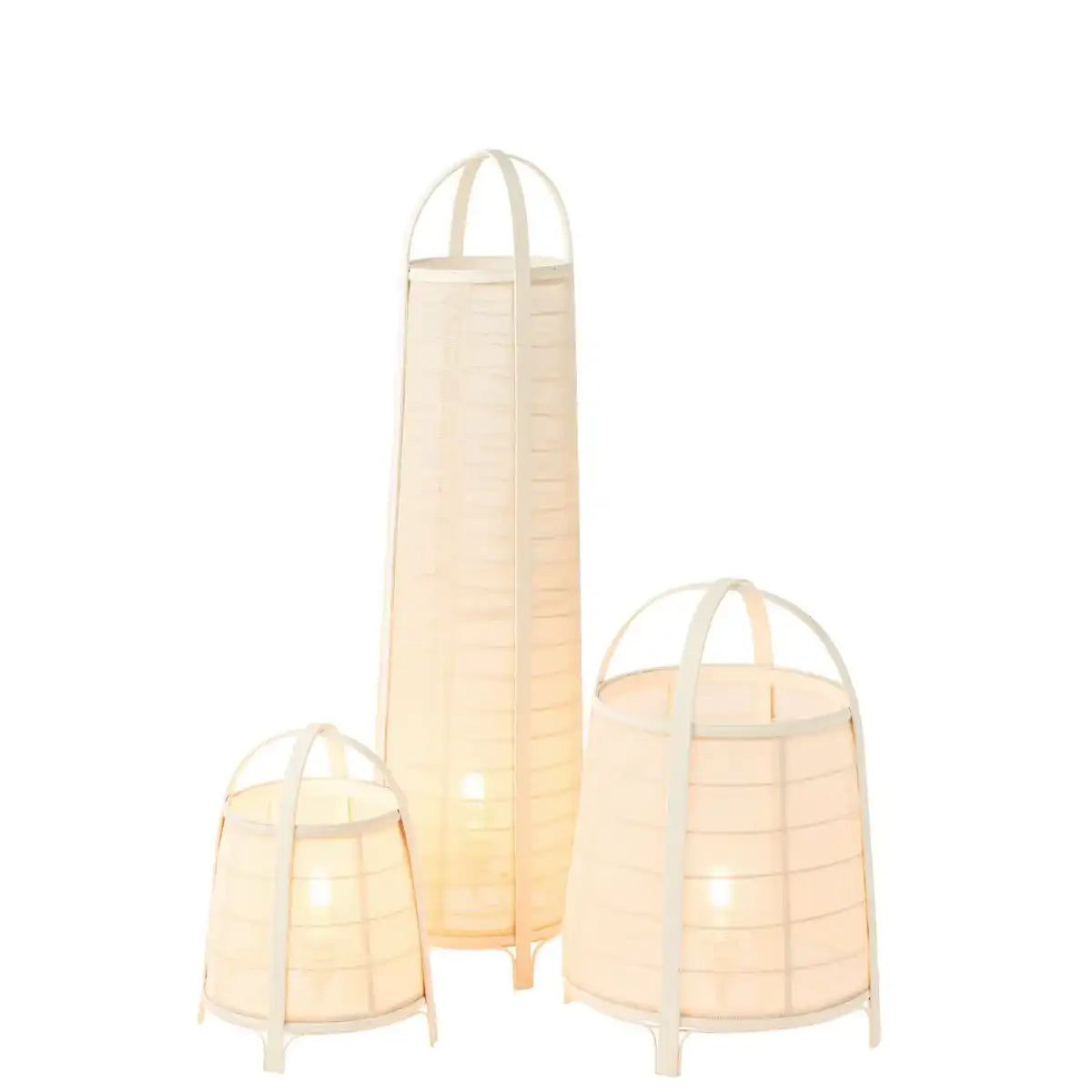 J-Line Lampe Don Baumwolle/Bambus Weiß