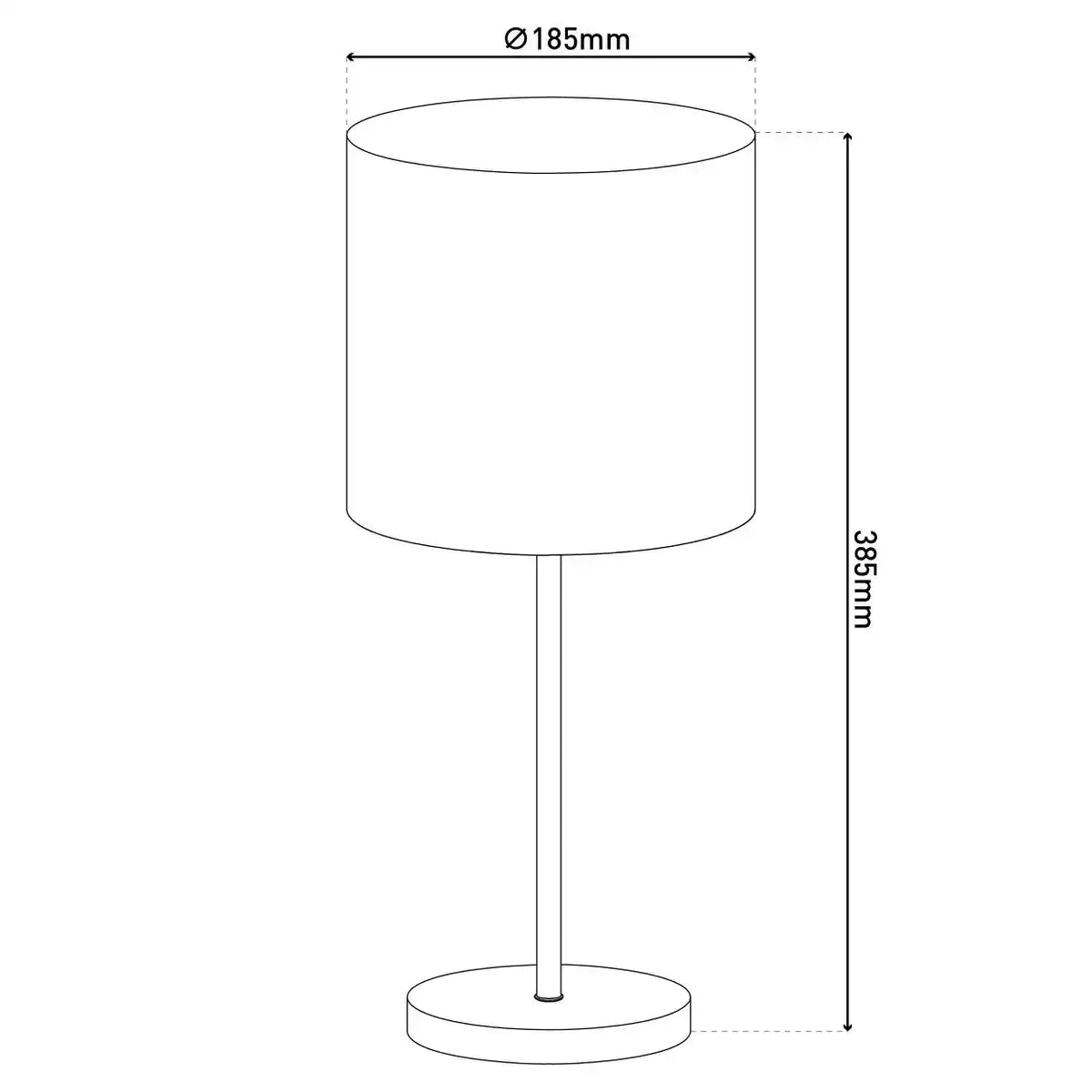 Tischleuchte "NEW YORK", klassische Tischlampe aus Metall mit Textilschirm in Weiß, mit E27-Fassung, 38,5 cm hoch, perfekt für Wohnzimmer, Esszimmer, Diele und Büro