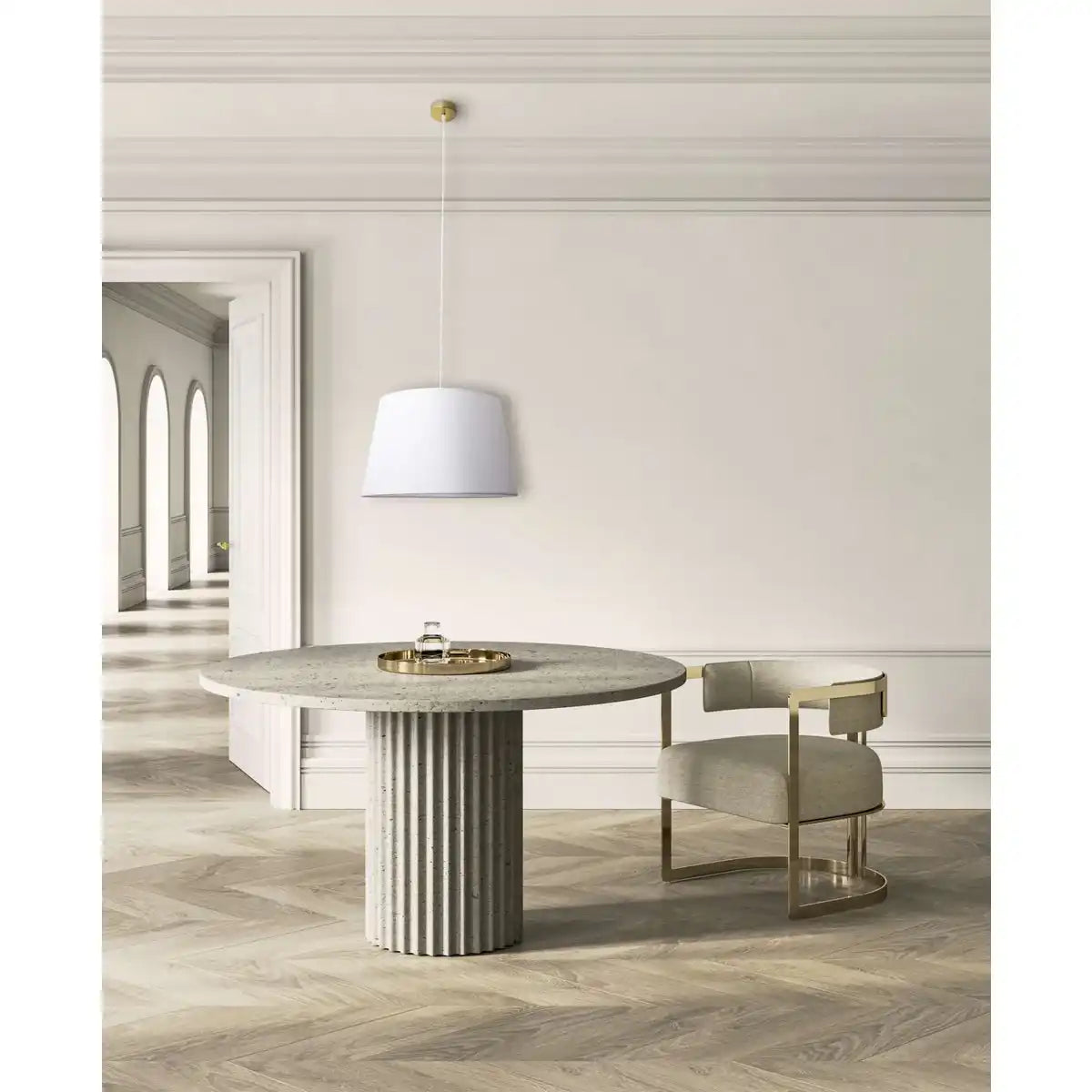 Pendelleuchte "BOLOGNA" beige/messing