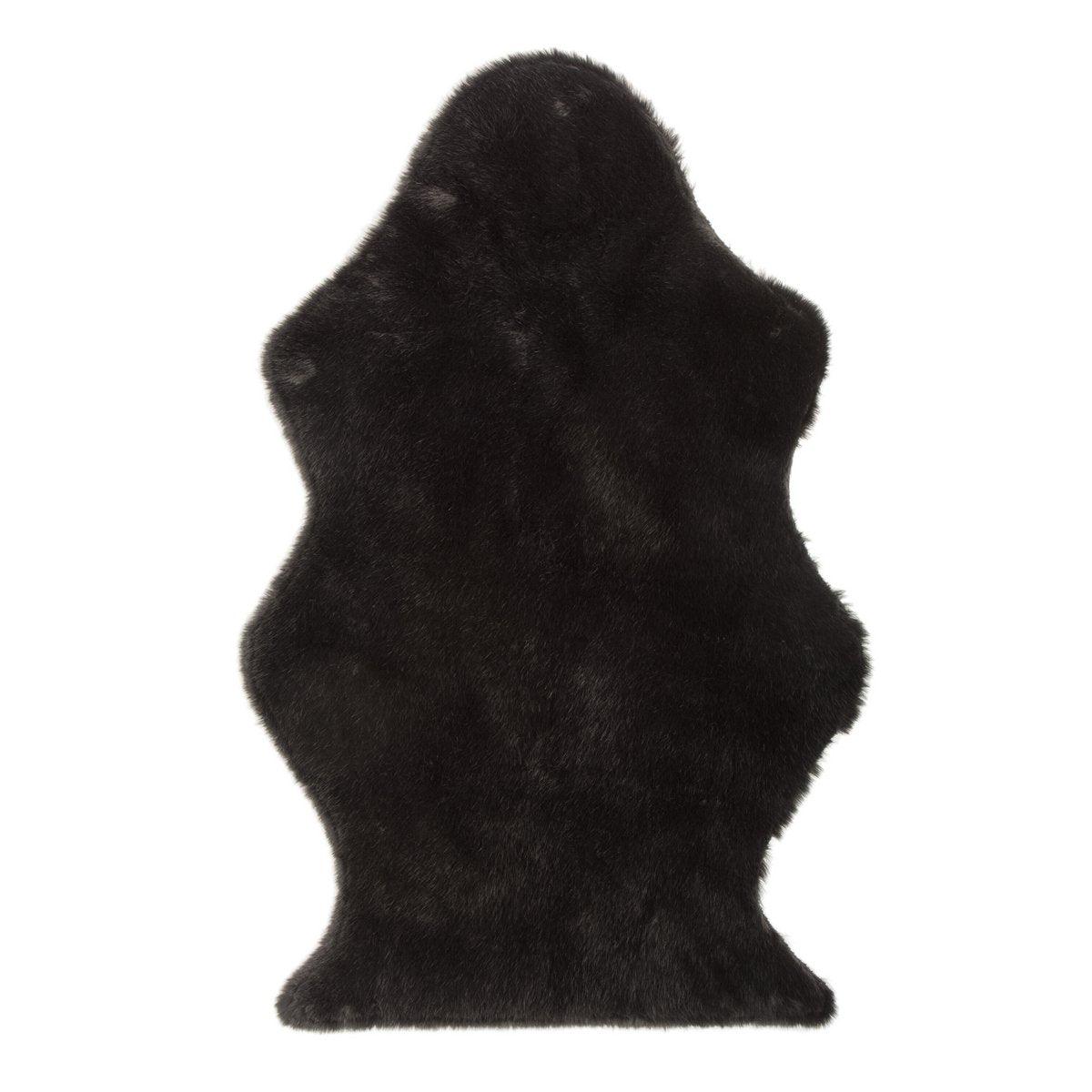 J-Line Bodenmatte Schaf Kunstfell Schwarz