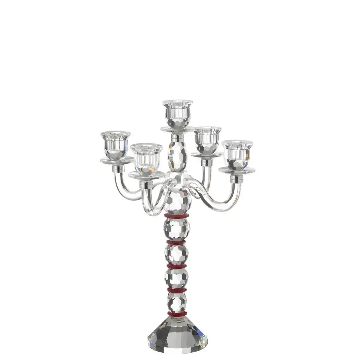 J-Line Kerzenhalter Annie 5 Arme Rot/Transparent